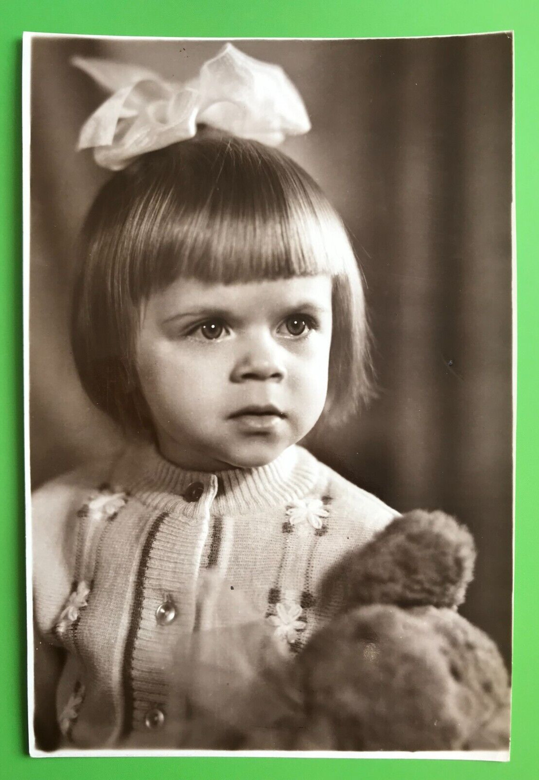 Portrait of Handsome Little Girl Pretty Attractive Kid Child Old Vintage Photo