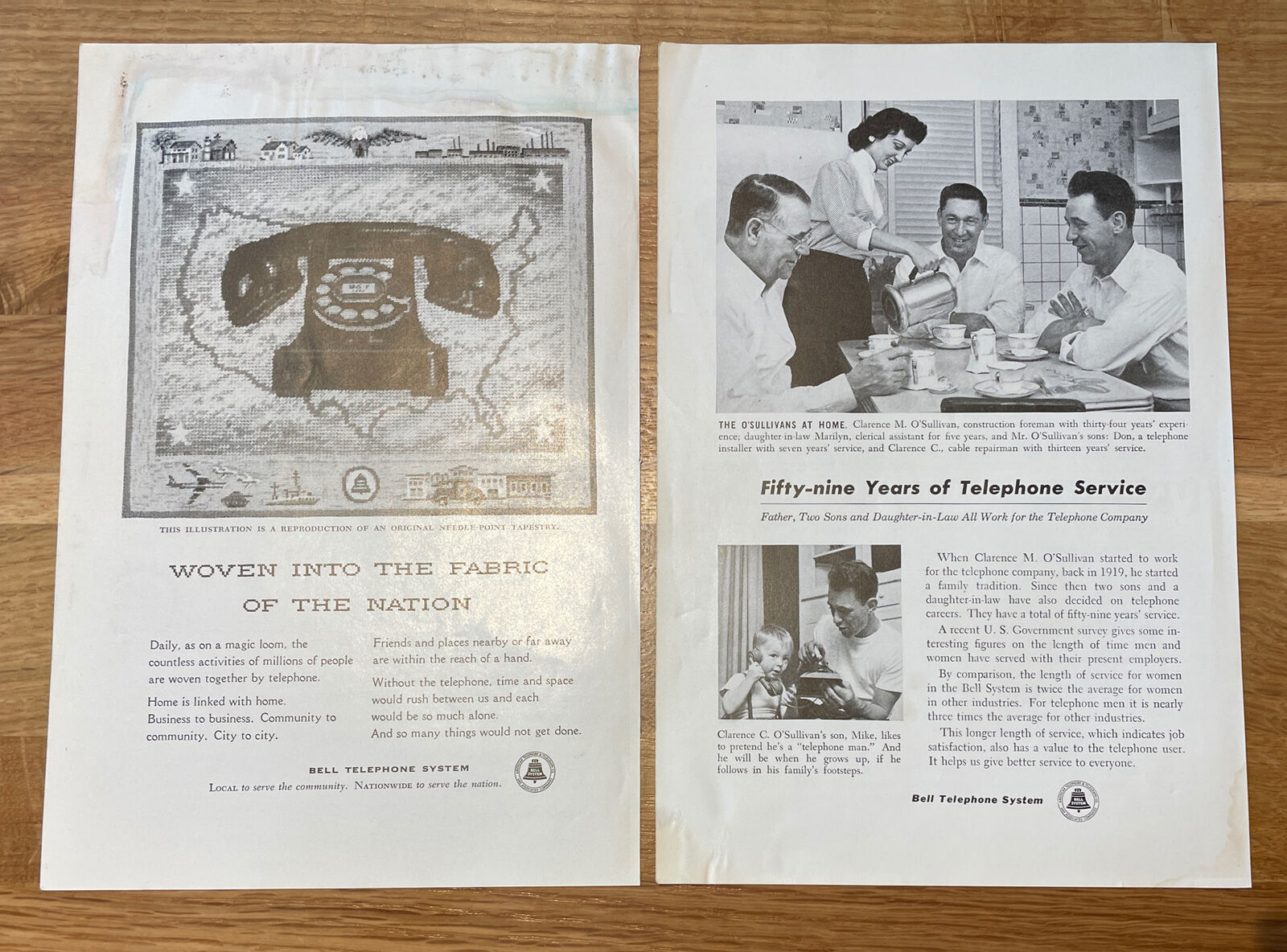 Vintage Ads 1954 Bell Telephone System Needle-point Tapestry + O’sullivans Home