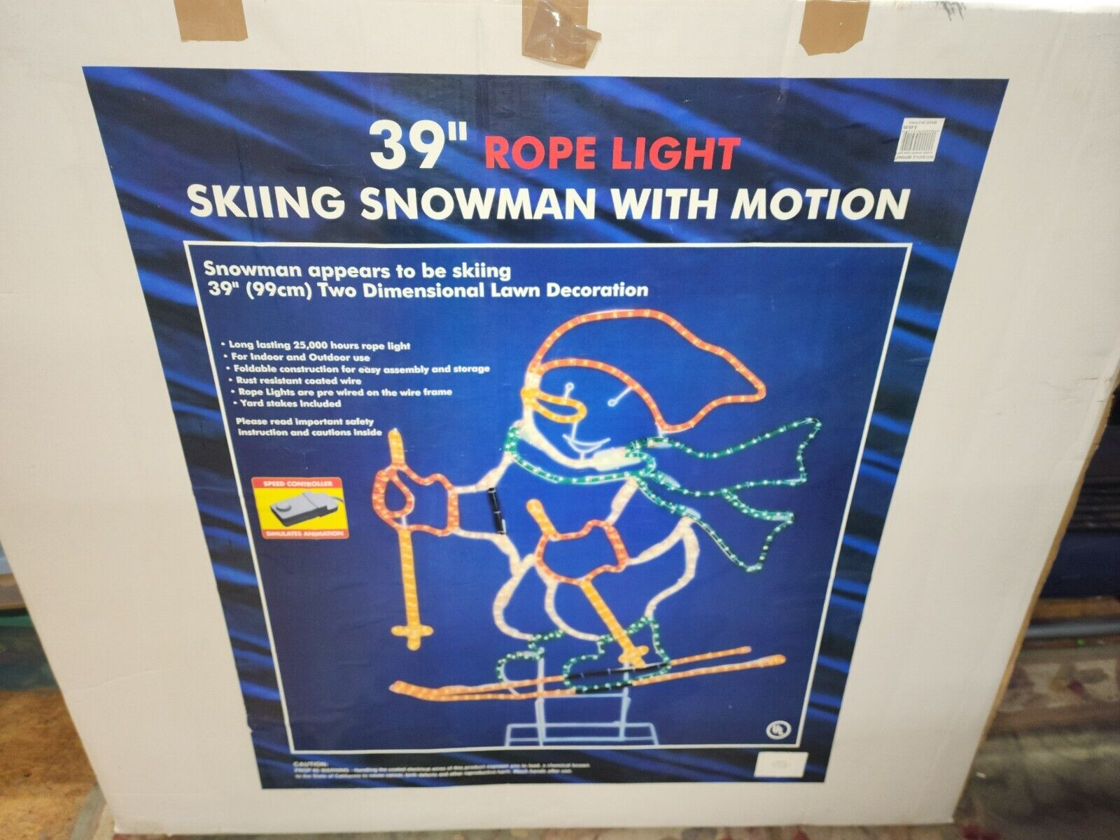 Skiing Snowman Rope Light Sculpture Motion Outdoor Christmas Light