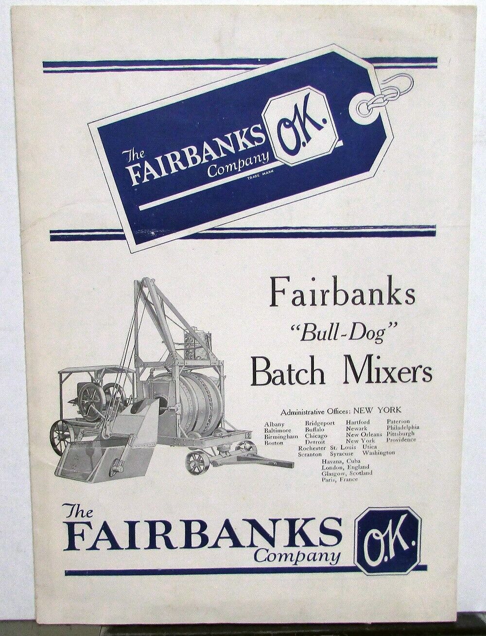 1922 Fairbanks Bull-Dog Batch Mixers Concrete Cement Early Vintage Construction