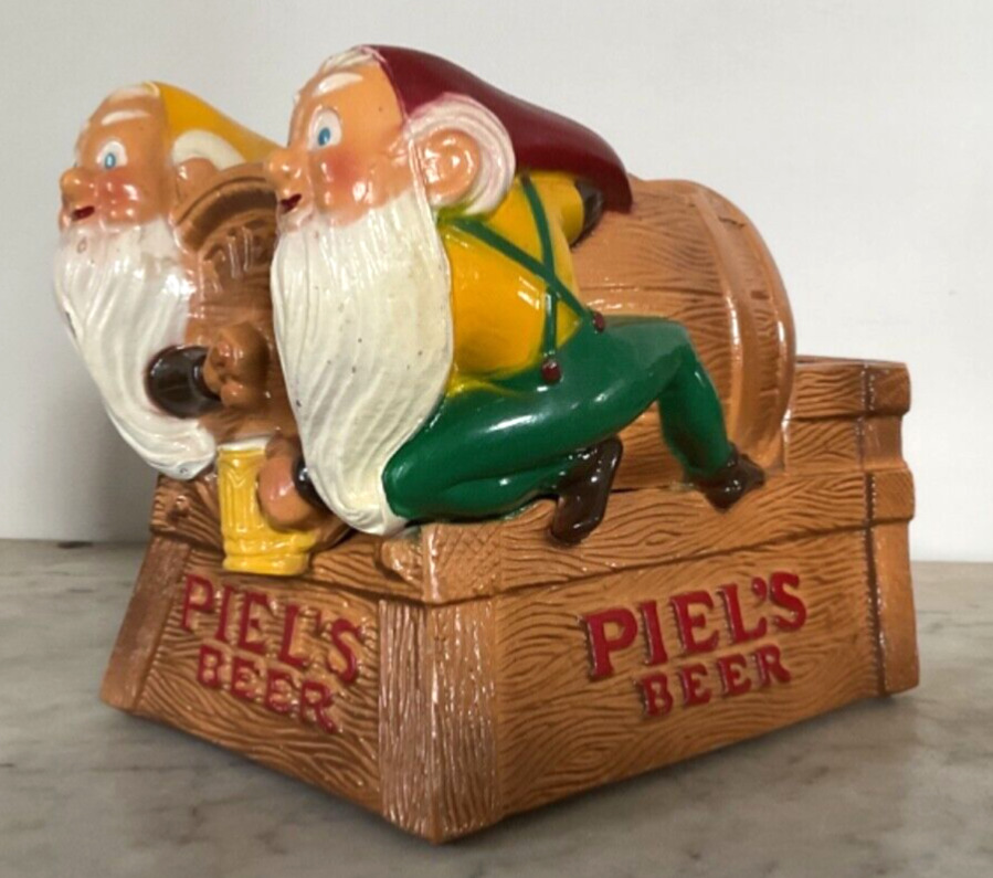 Vintage Piel’s Beer Gnome Metal Bar Barrel Caddy Swizzle Holder - Advertising