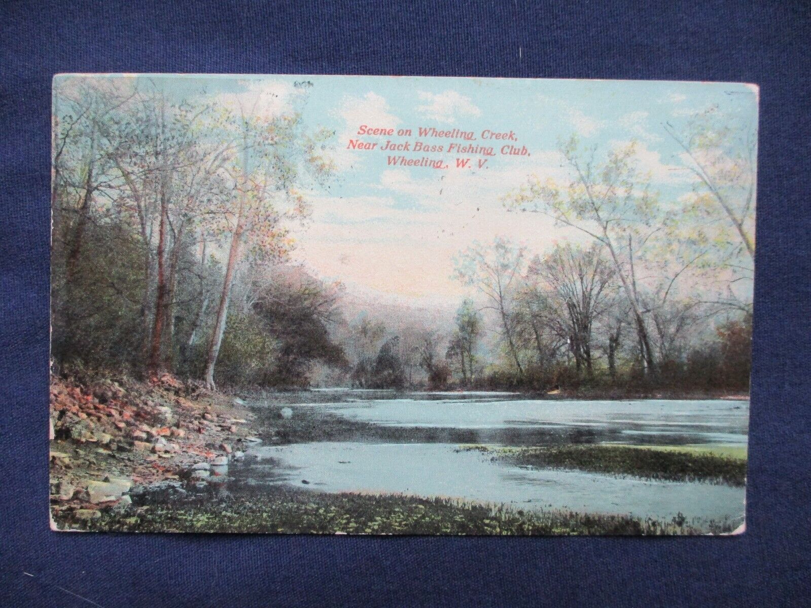 1912 Wheeling West Virginia Creek Near Jack Bass Fishing Club Postcard & Cancel