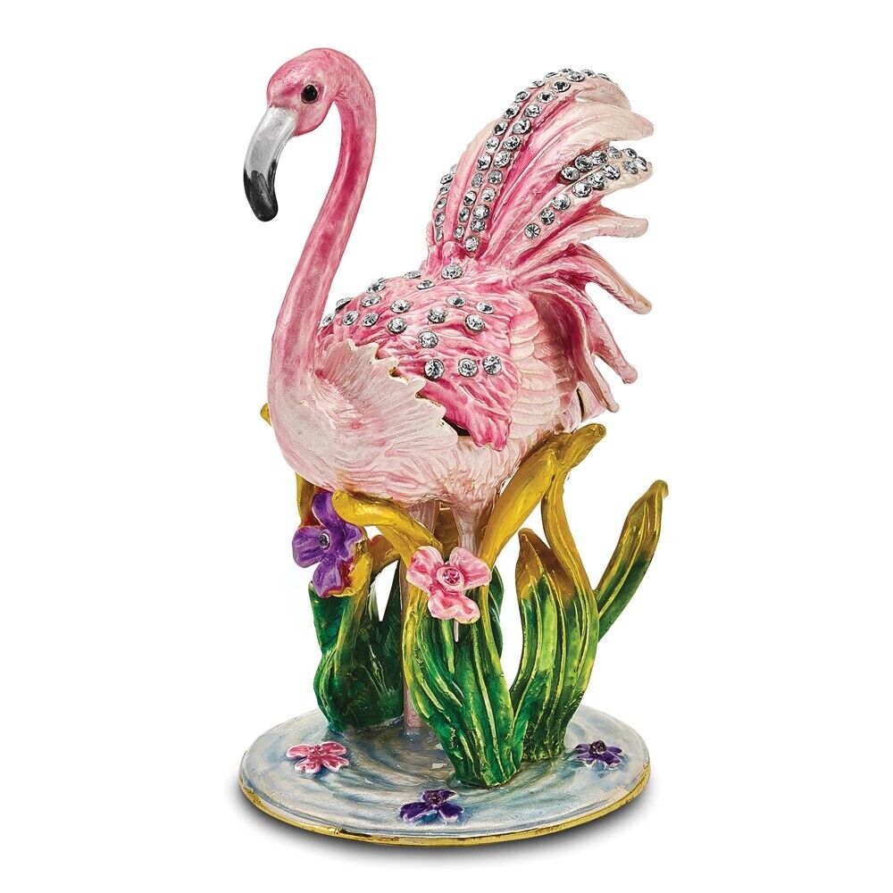 Bejeweled Pink Flamingo Trinket Box