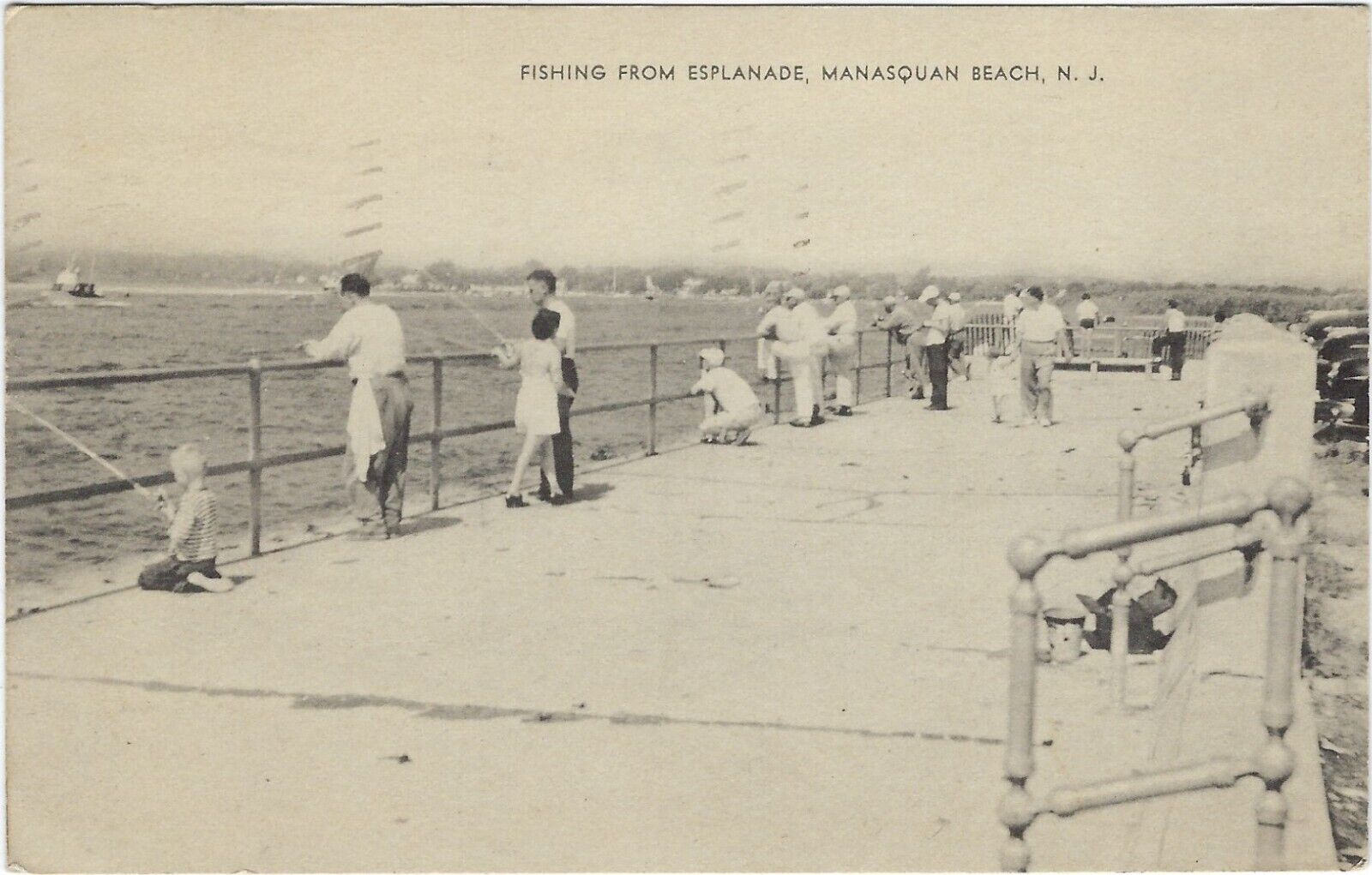 Manasquan Beach NJ Fishing from the Esplanade 1949