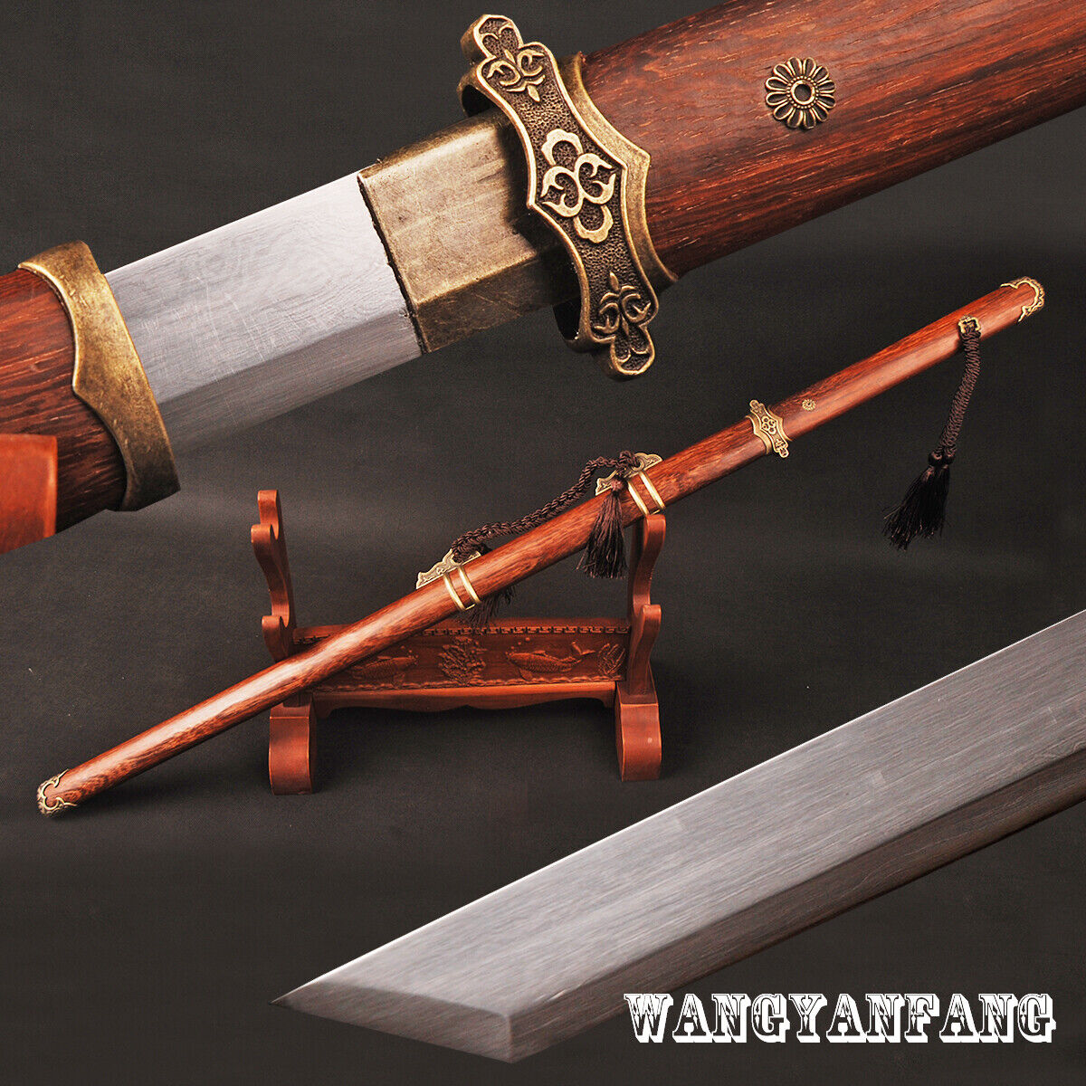 105CM Folded Steel Chinese Tang Dynasty Dao唐刀 Katakirihadukuri Rosewood Sword