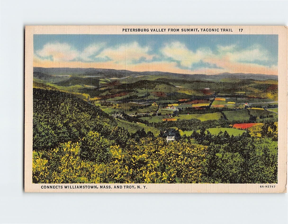 Postcard Petersburg Valley from Summit Taconic Trail Connects MA & NY USA