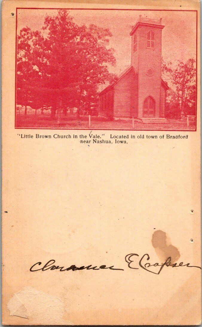 1905. LITTLE BROWN CHURCH. NEAR NASHUA, IOWA. POSTCARD WA2