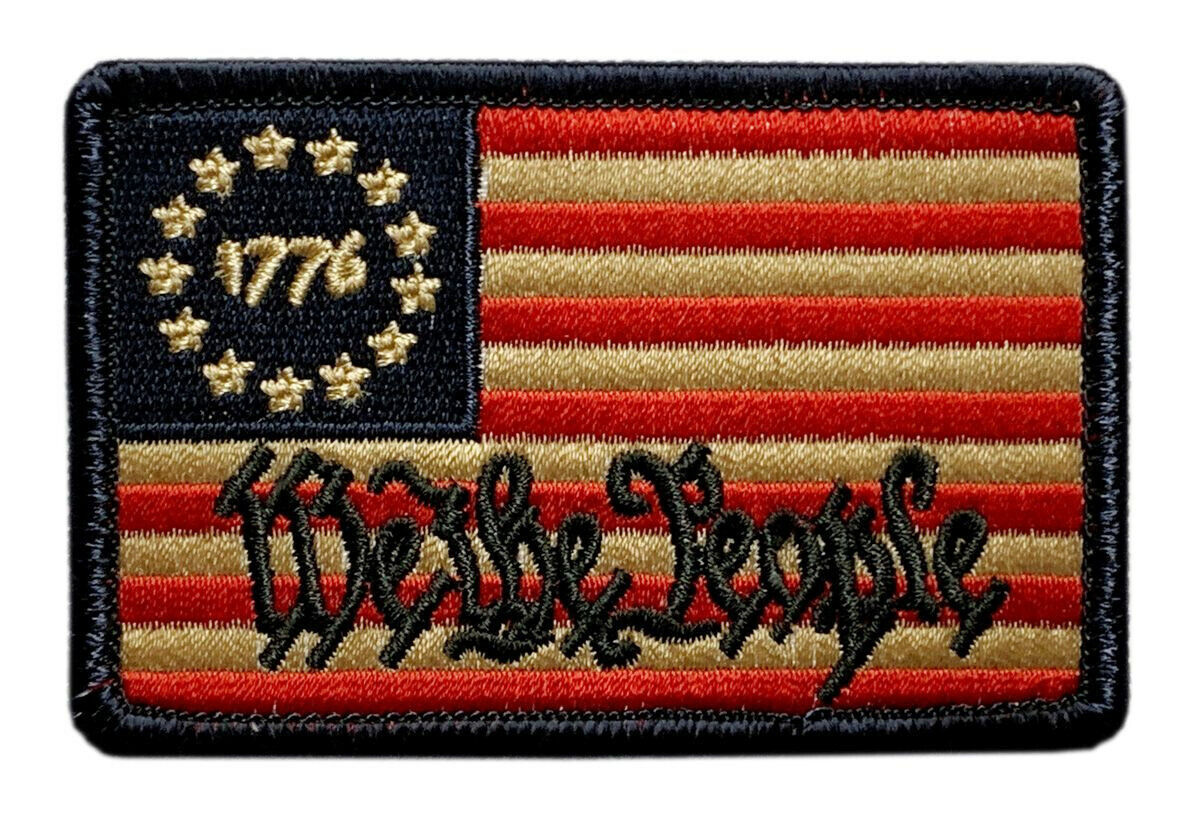 We The People Betsy Ross 1776 Flag Patch [Iron on Sew on -3.0 X 2.0 - WP9]