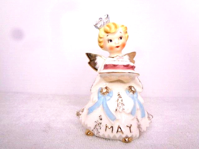 Vtg Lefton 1987J May Birthday Girl Angel Mothers Day Cake Butterfly Figurine