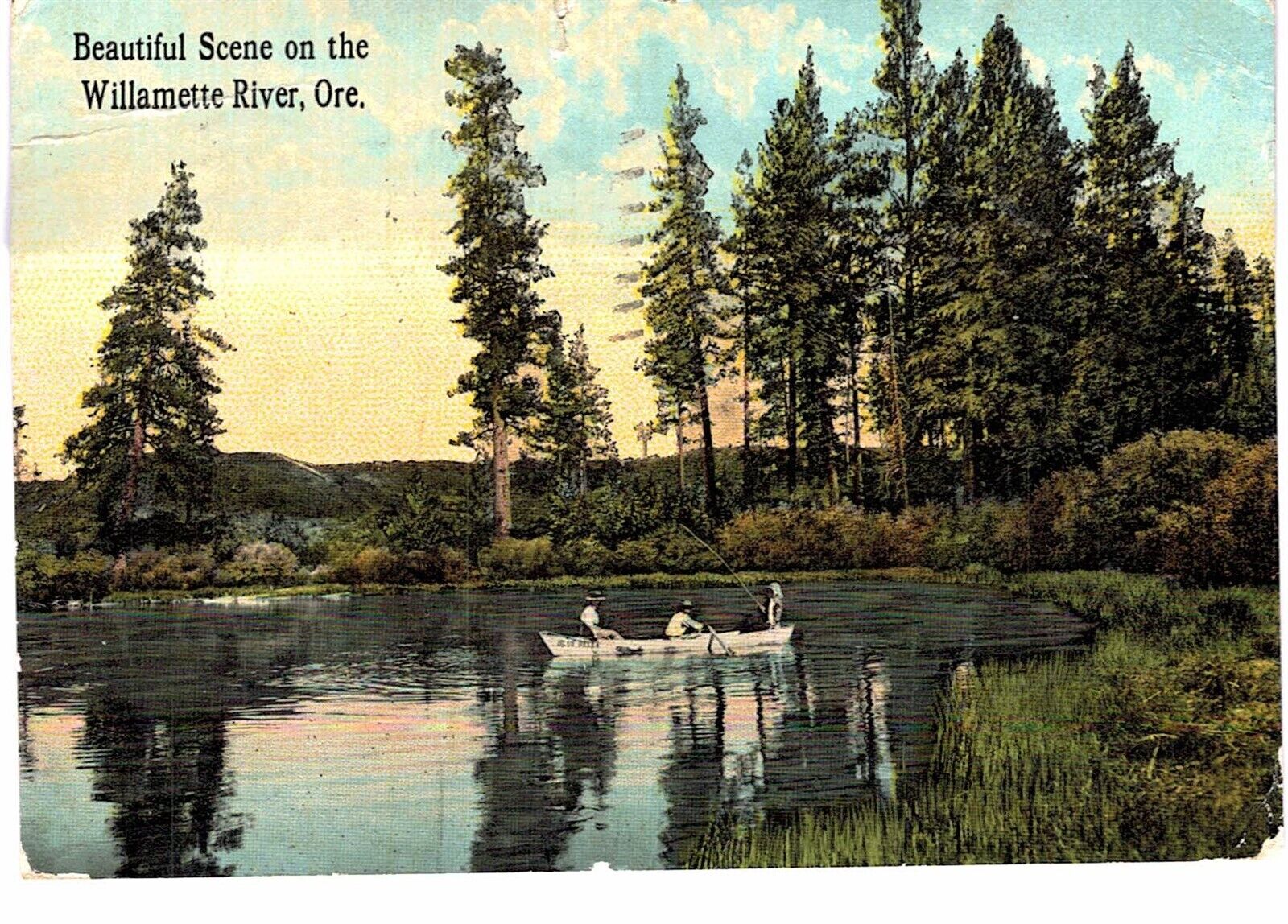 Willamette River OR Beautiful Scene Fishing 1914