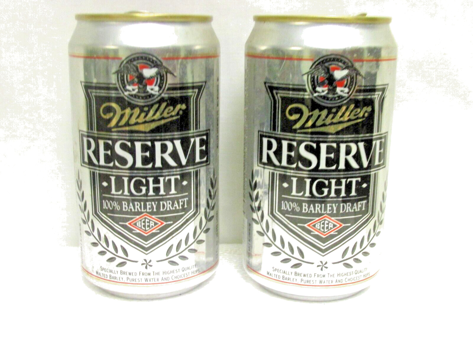 1993 Miller Reserve Light Beer Cans Ribbed / Fluted Aluminum (2) 12 Oz. Cans