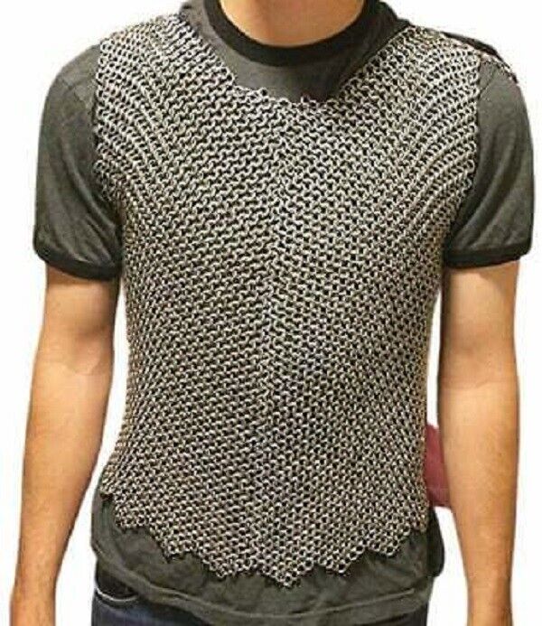 Butted Chainmail Armor 9mm Ring Mild Steel Sleeveless Chain mail Armour Shirt 