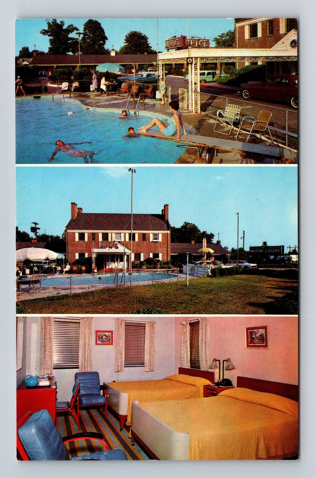 Fredericksburg VA-Virginia Geo Washington Motor Court Advertise Vintage Postcard
