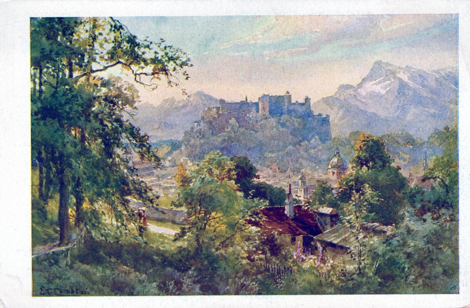 Verlag Jak. A. Jetzelsberger Salzburg vom Imberg Art Painting Postcard