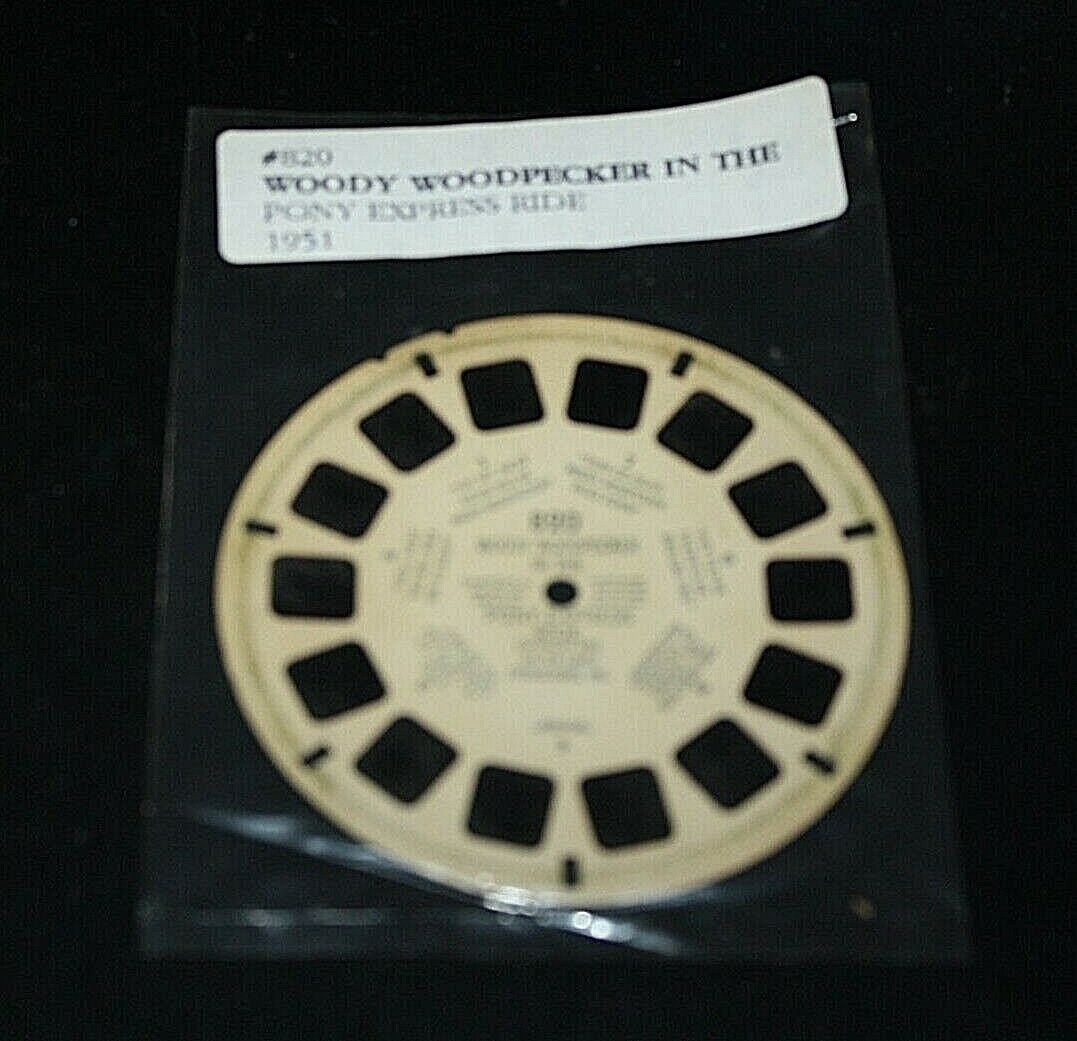 Vtg Sawyer's Viewmaster Woody Woodpecker in the Pony Express 1951 Reel #820 -Q ^