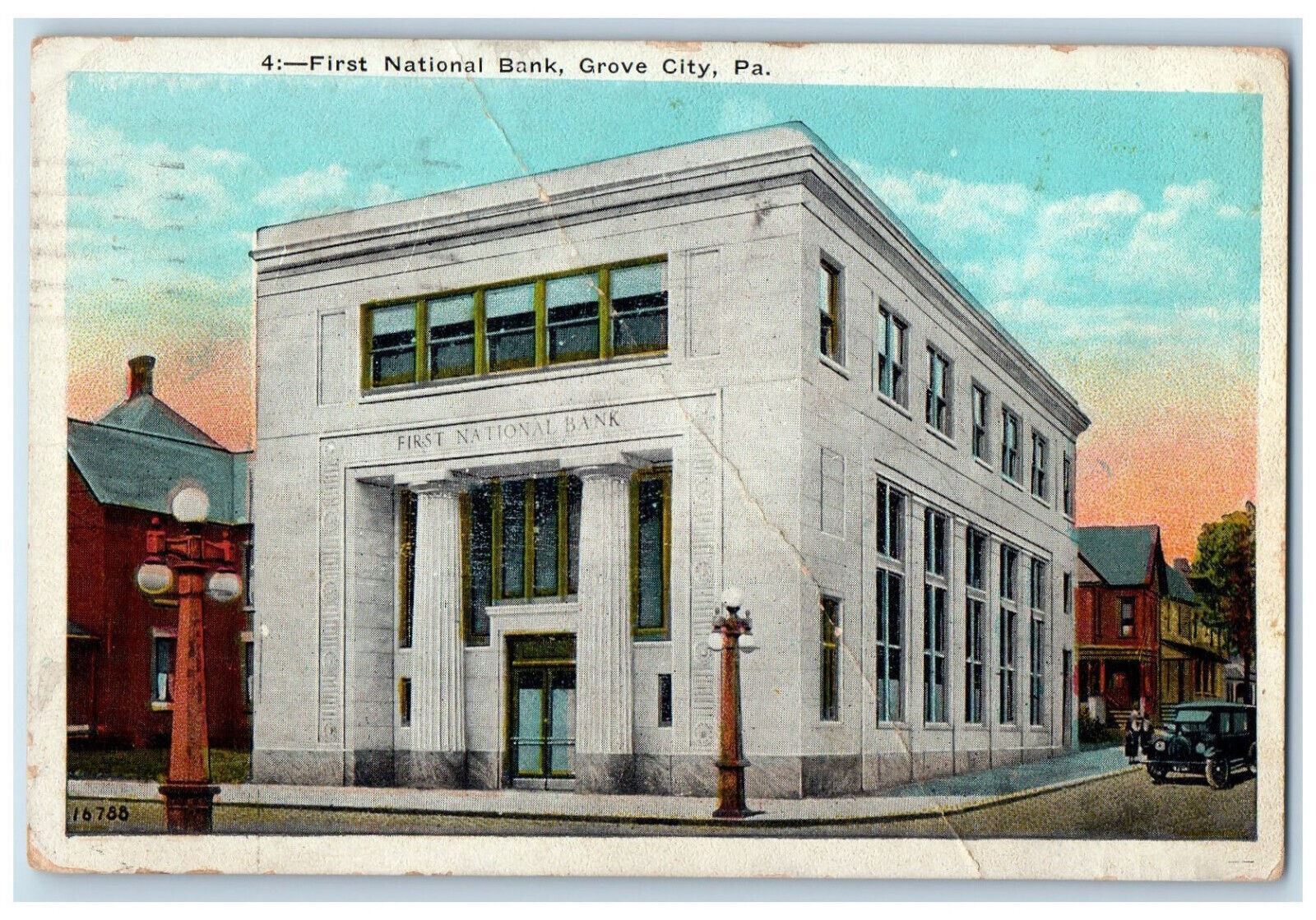 1925 First National Bank Grove City Pennsylvania PA Vintage Postcard