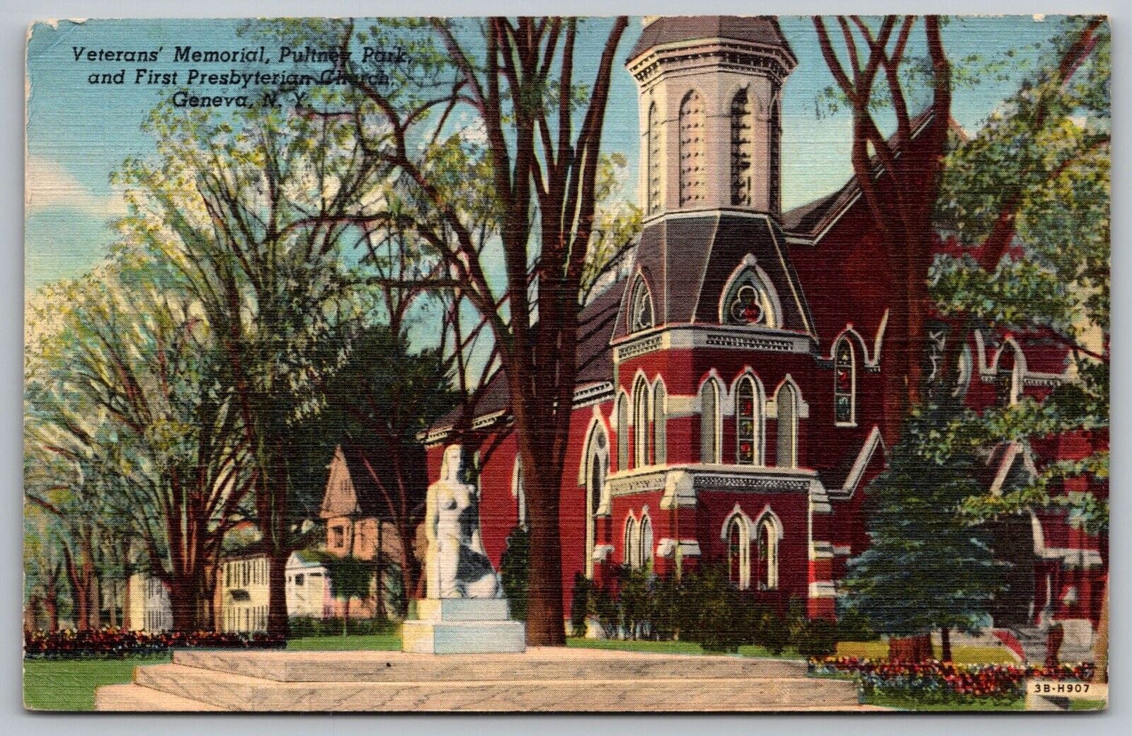 Veterans Memorial Pultney Park First Presbyterian Church Geneva NY VNG Postcard