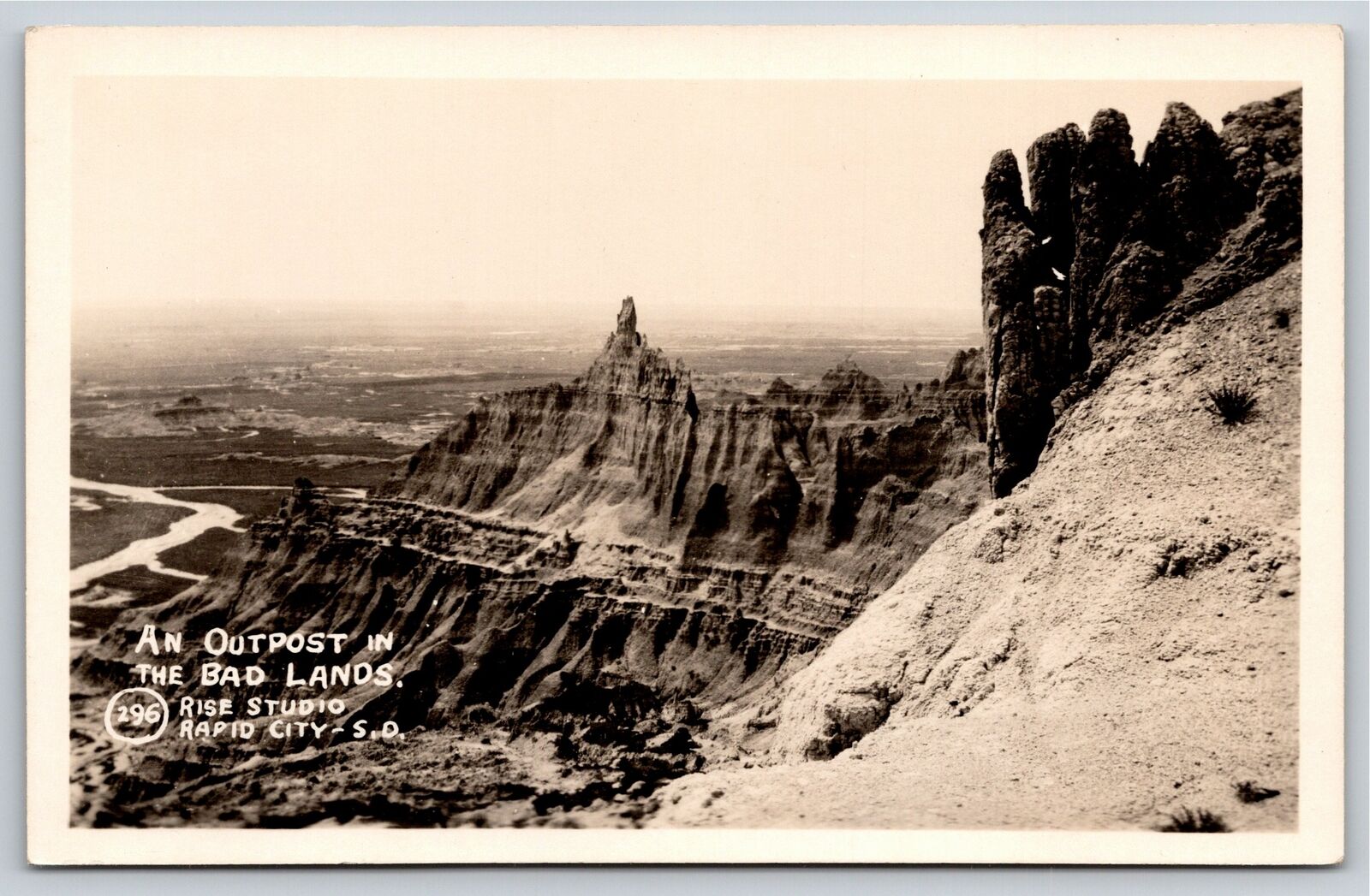 RPPC~Rapid City South Dakota~An Outpost In The Badlands~Real Photo Postcard