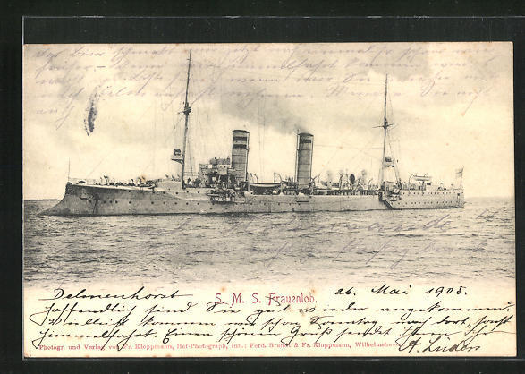 Ak Battle Ship S. M.S.Frauenlob 1905