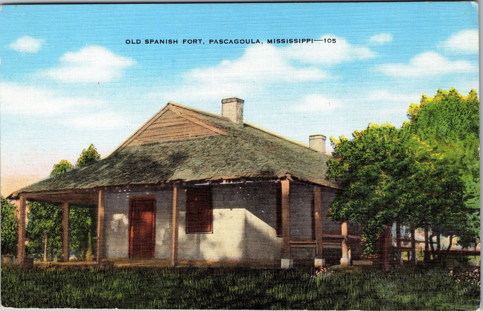 Pascagoula MS-Mississippi, Old Spanish Fort Vintage Souvenir Postcard