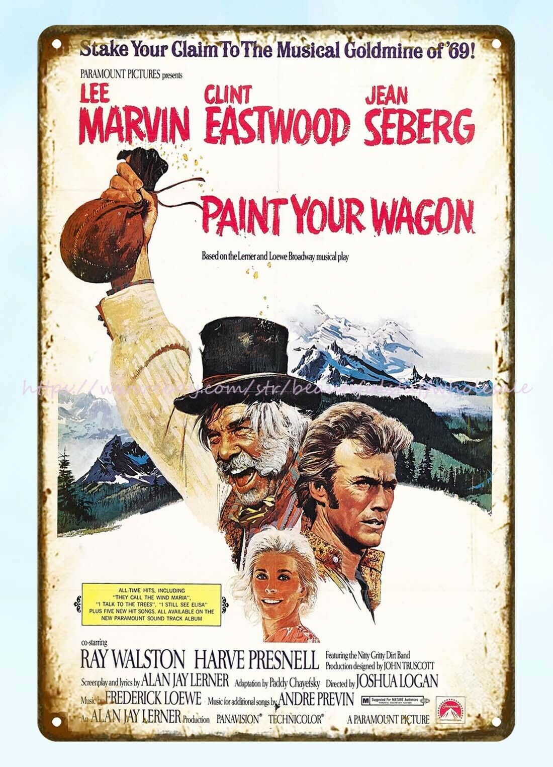 1969 movie poster Paint Your Wagon clint eastwood metal tin sign modern decor