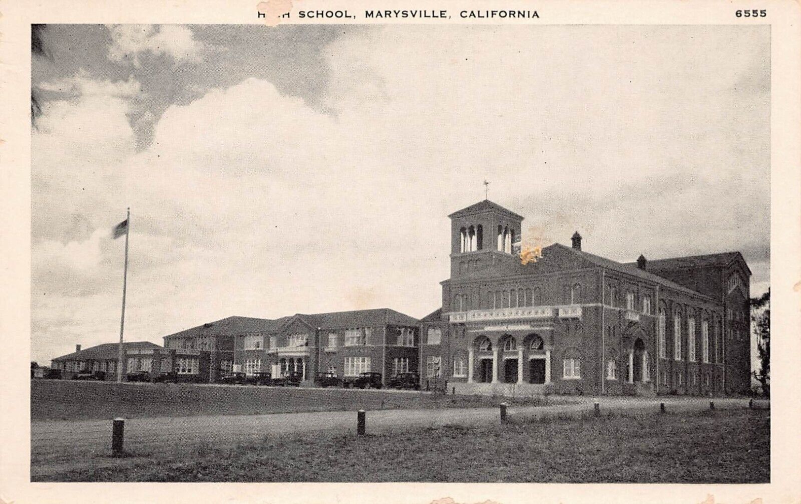 Marysville CA California High School Yuba City 1930s Vtg Postcard C47