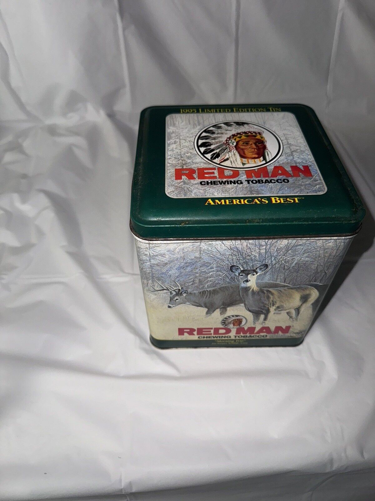Morning Trio 1955 Special Edition Red Man Chewing Tobacco Tin.