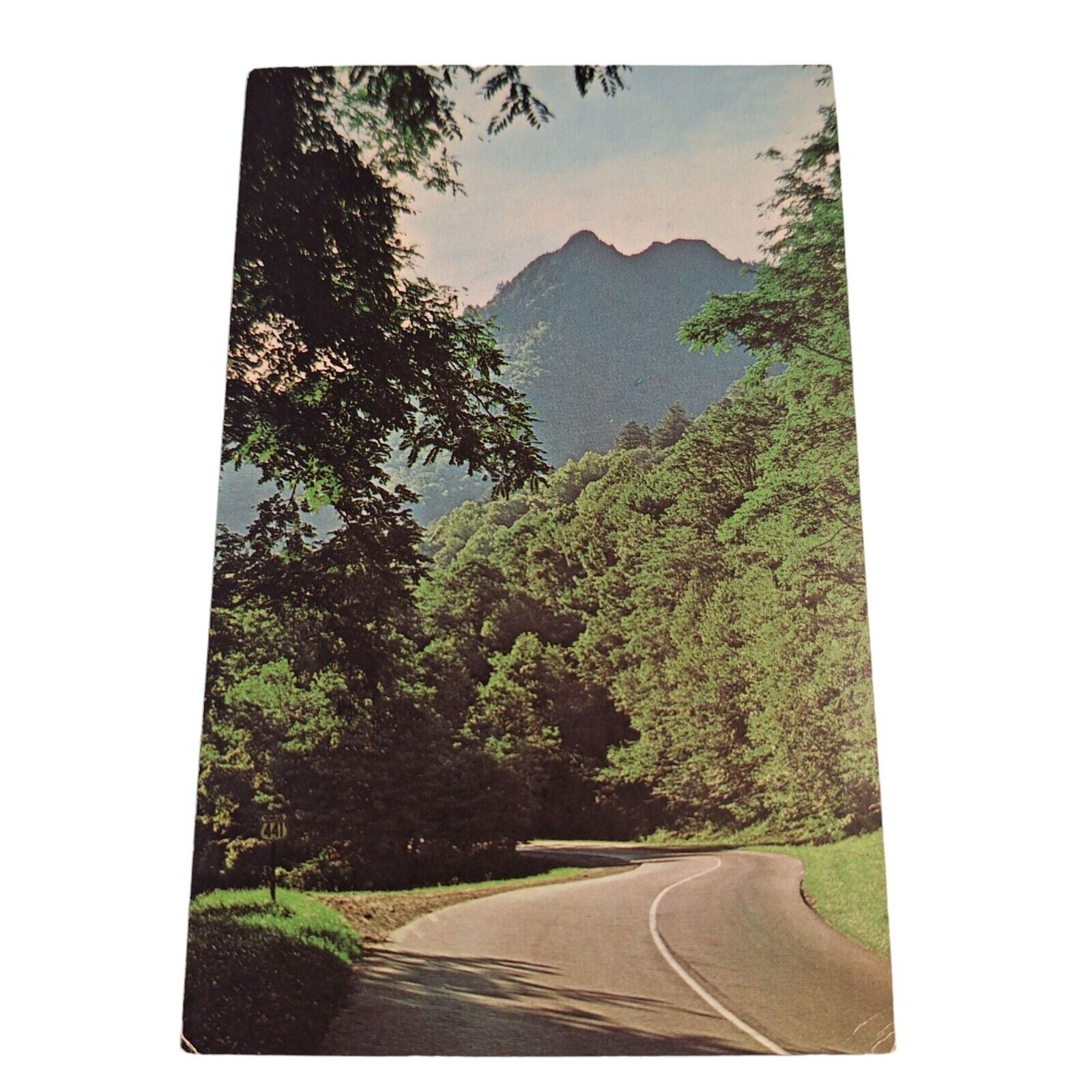 Postcard The Chimney Tops And Highway US 441 Smoky Mountains Chrome Posted