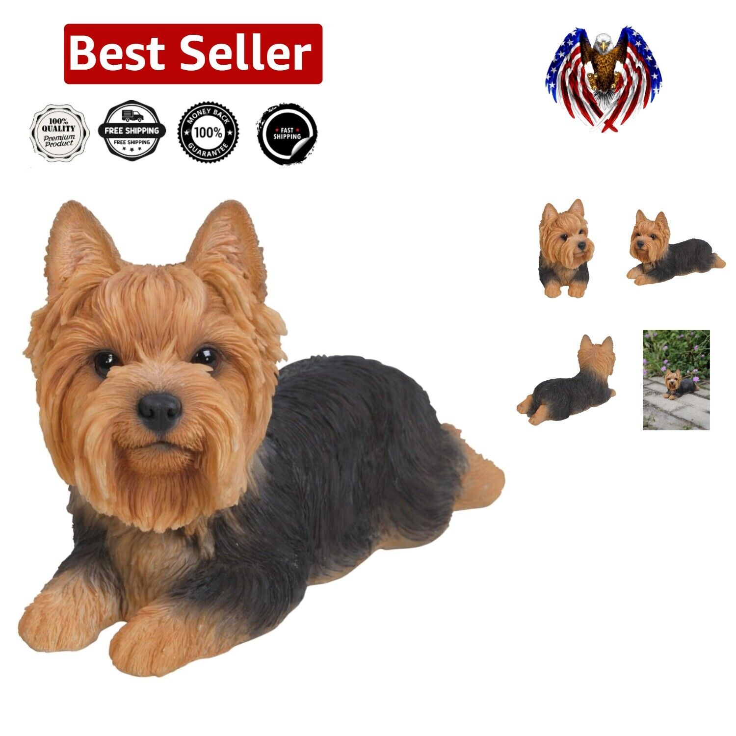Polyresin Yorkshire Terrier Dog Sculpture for Year-Round Home and Garden Delight
