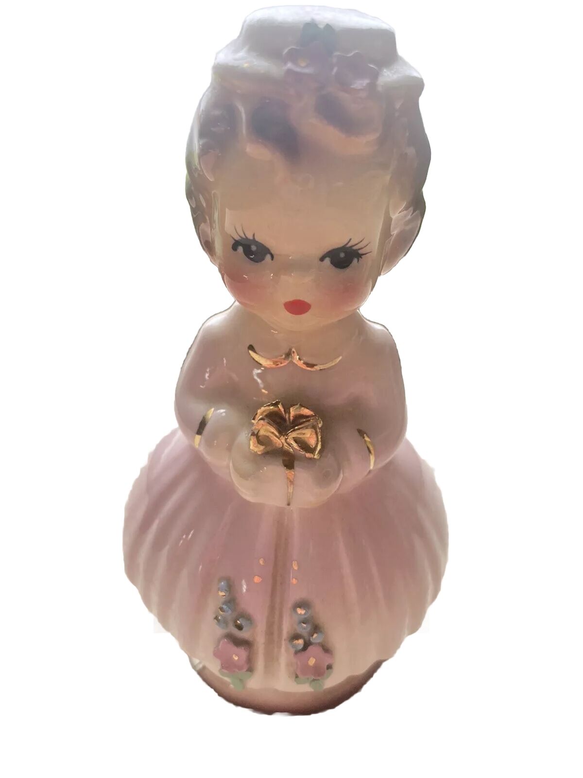 Vintage 1953 Josef Original ‘Hedy’ Girl Holding Gift Figurine California Pink