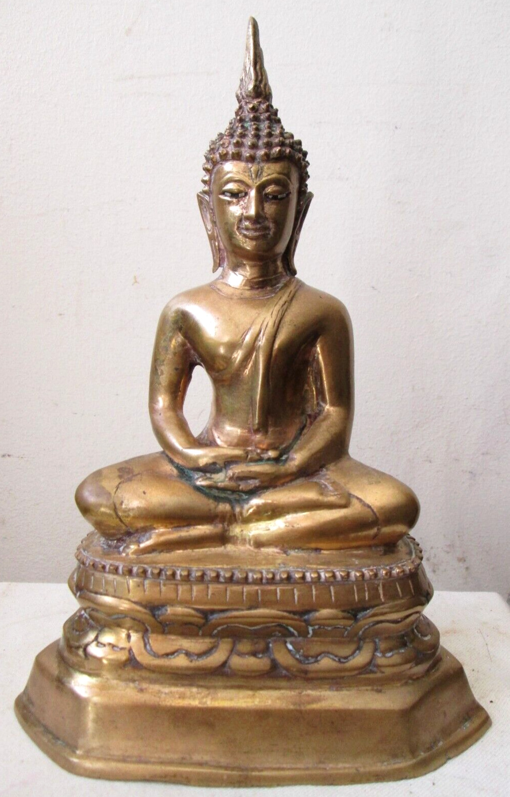 19th Century Antique Thai Thailand ASIAN SukhoThai Gilt BRONZE BUDDHA Statue