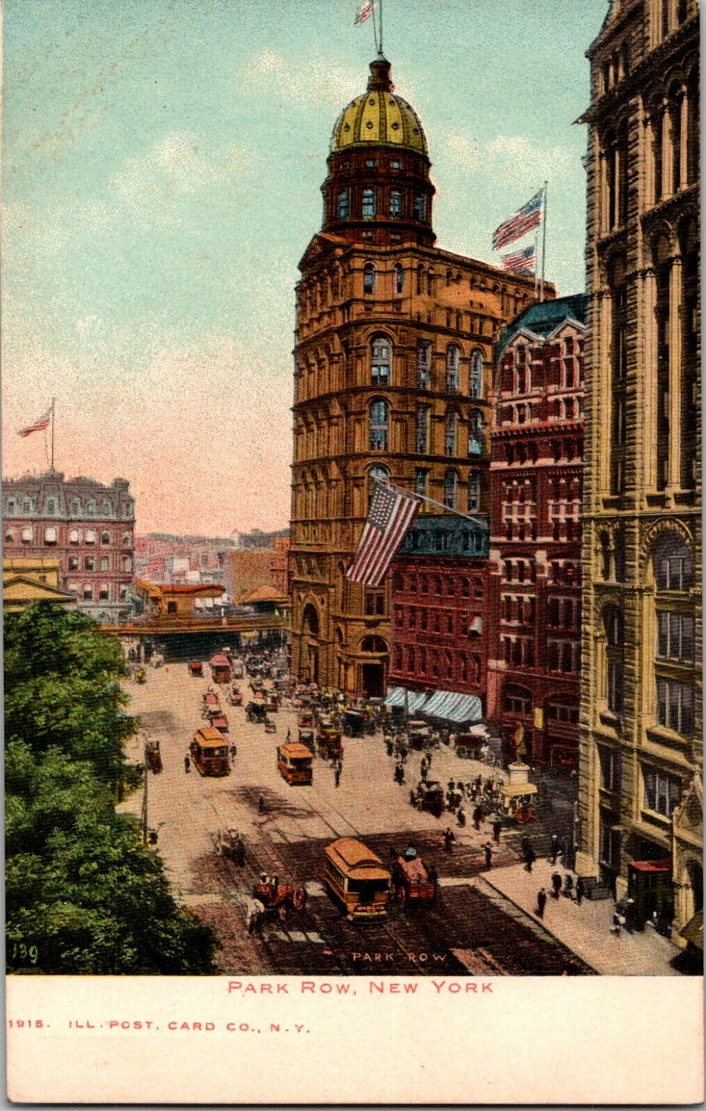 New York City, Park Row, New York NY Illustrated Post Card Co. Vintage Postcard