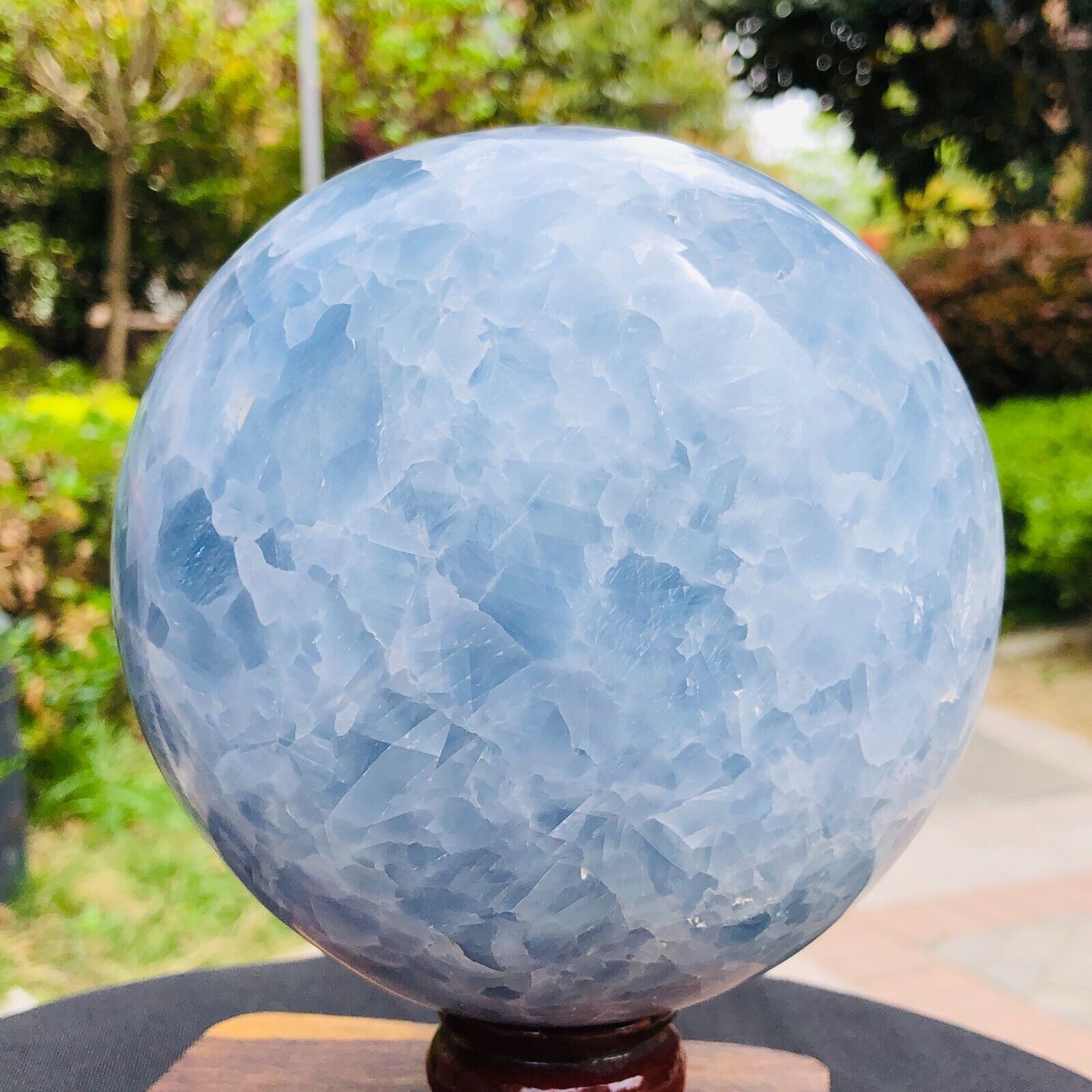 8LB Natural Beautiful Blue Crystal Ball Quartz Crystal Sphere Healing 1174