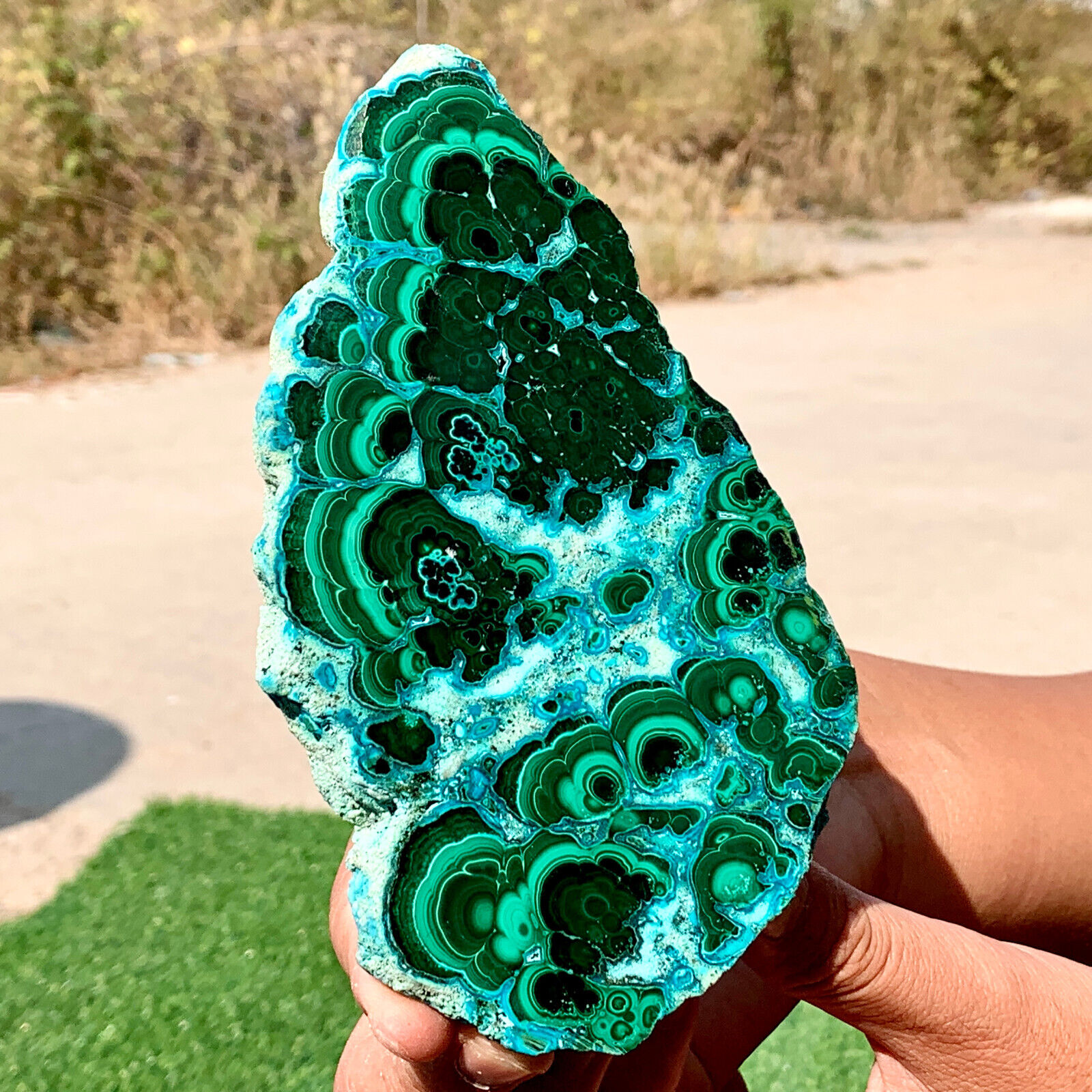 282G Natural Chrysocolla/Malachite transparent cluster rough mineral sample
