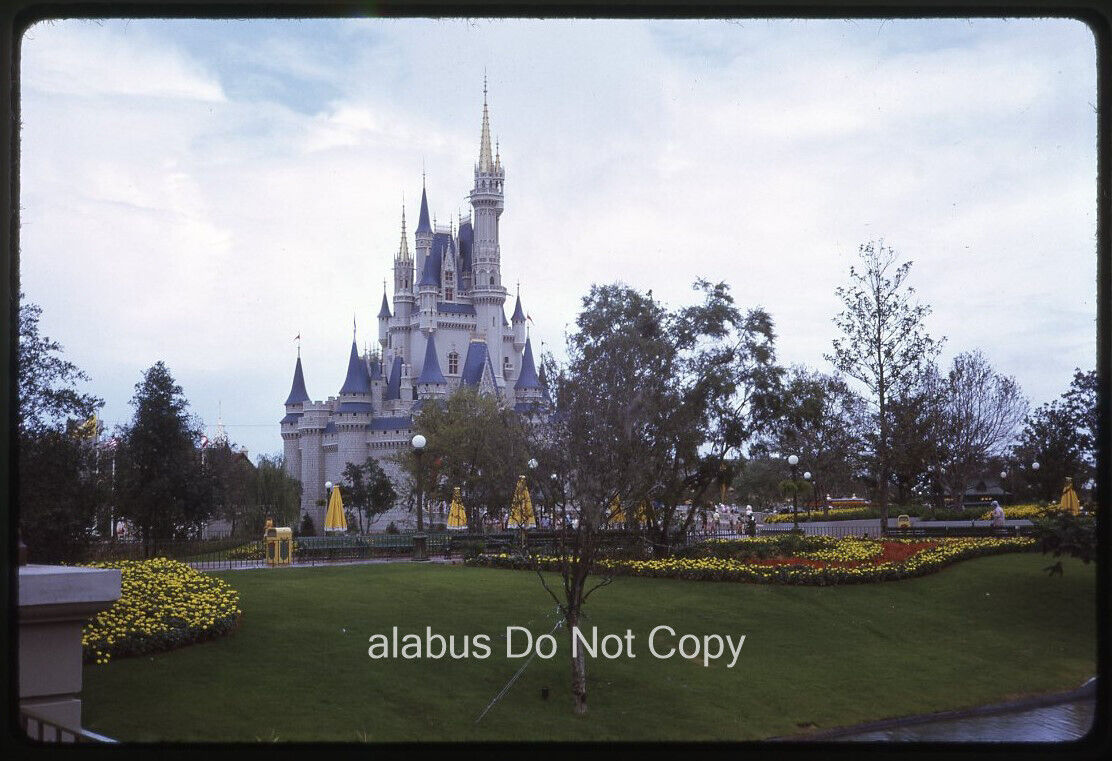Orig 1971 35mm SLIDE View of Gardens & Cinderella\'s Castle Disney World FL