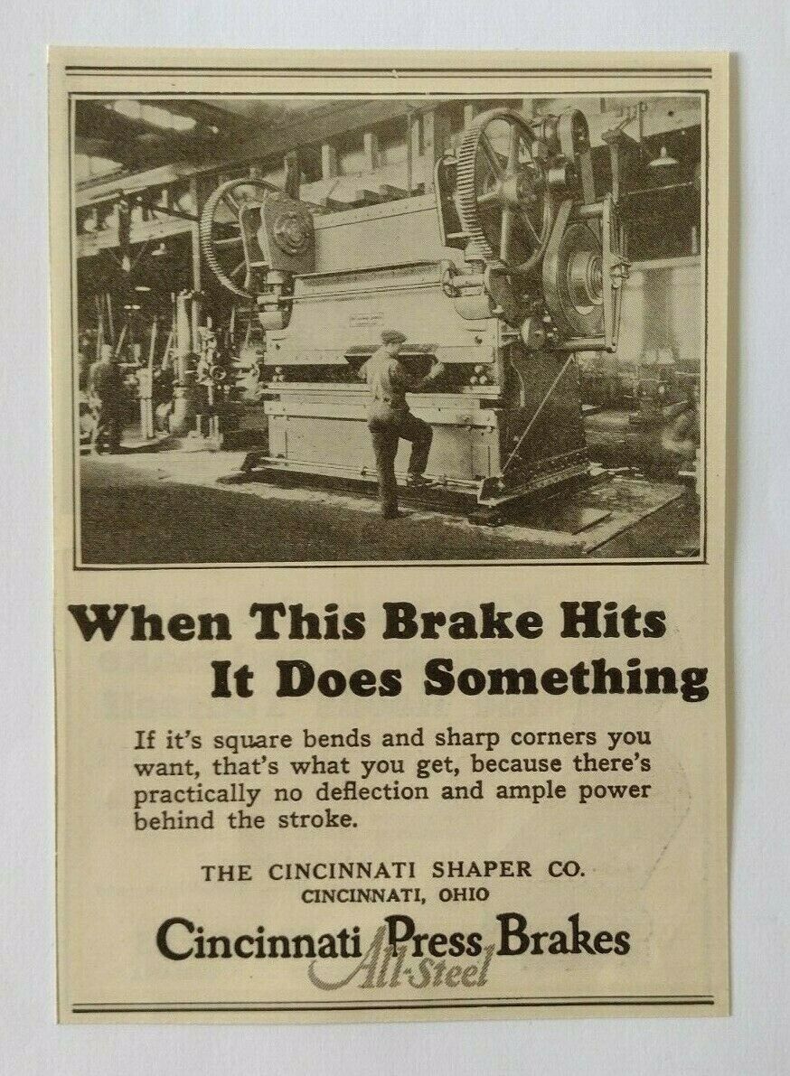 1926 Cincinnati Press Brakes Advertisement The Cincinnati Shaper Co.