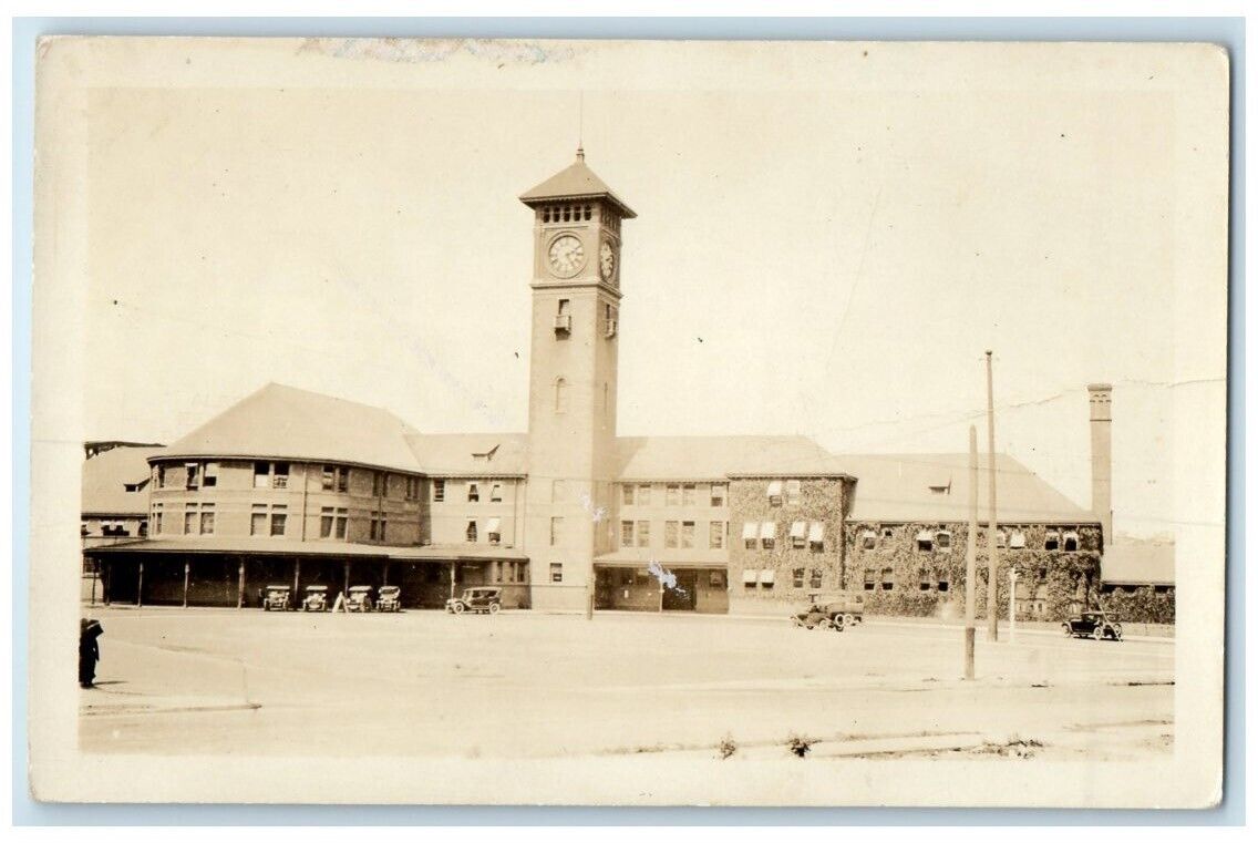 c1920\'s Union Station Clock Tower Portland Oregon OR RPPC Photo Postcard