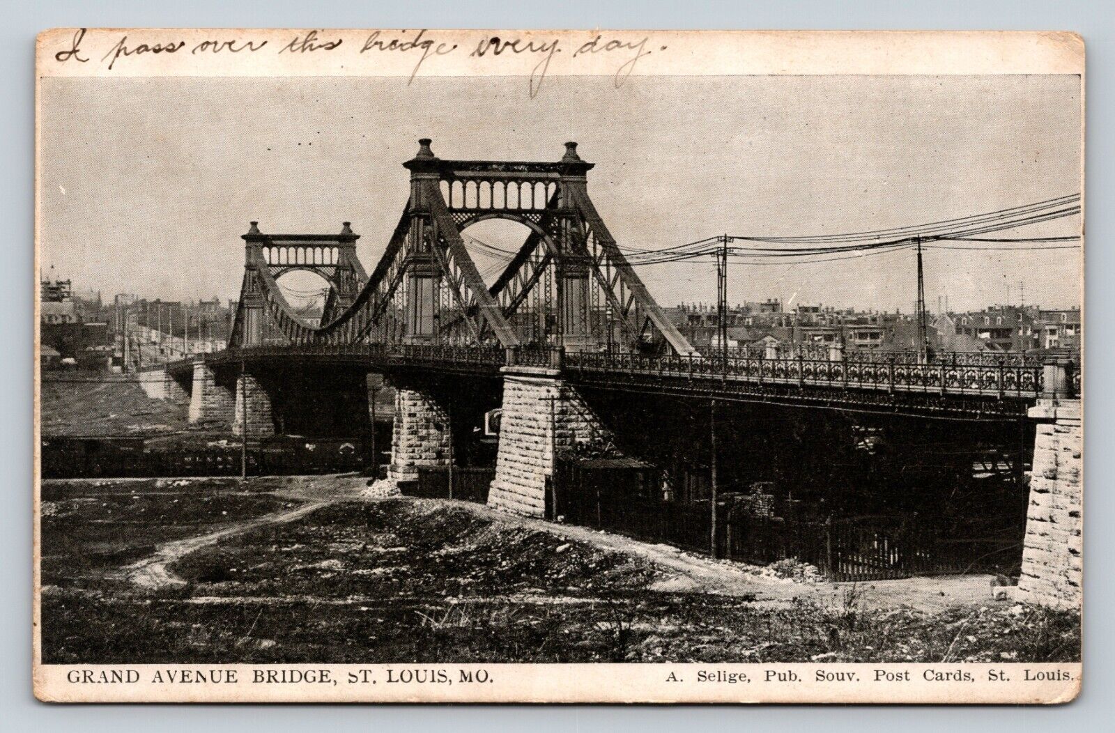 c1900s St. Louis Missouri MO Grand Avenue Bridge ANTIQUE Postcard