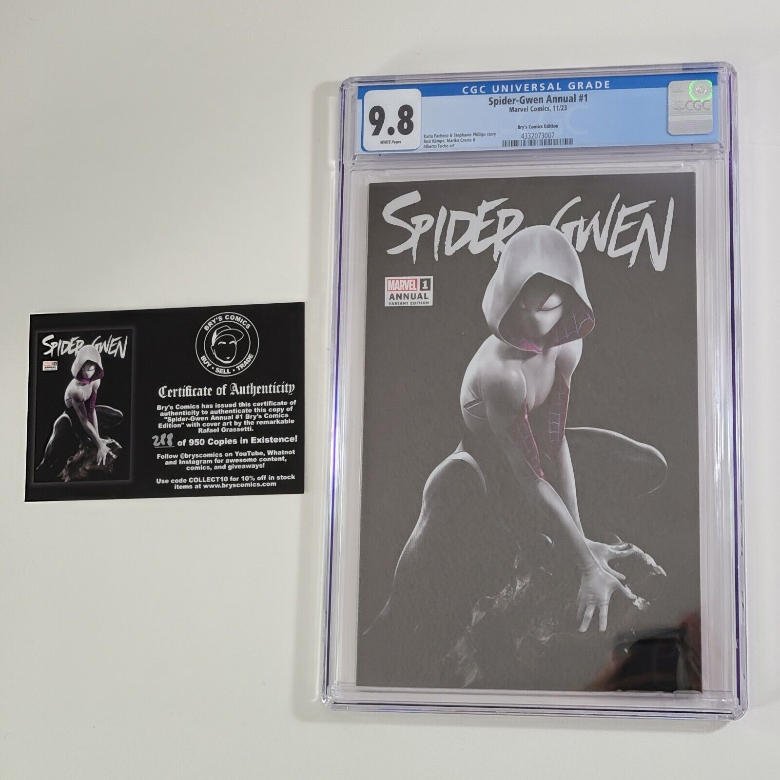Spider-Gwen Annual 1, CGC 9.8 NM/MT, WP (Marvel, 2023) Bry's Variant, Ltd to 950