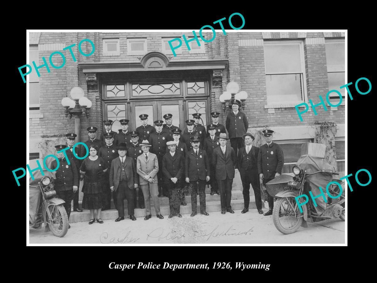 OLD POSTCARD SIZE PHOTO OF CASPER WYOMING VIEW OF THE POLICE DEPARTMENT c1926