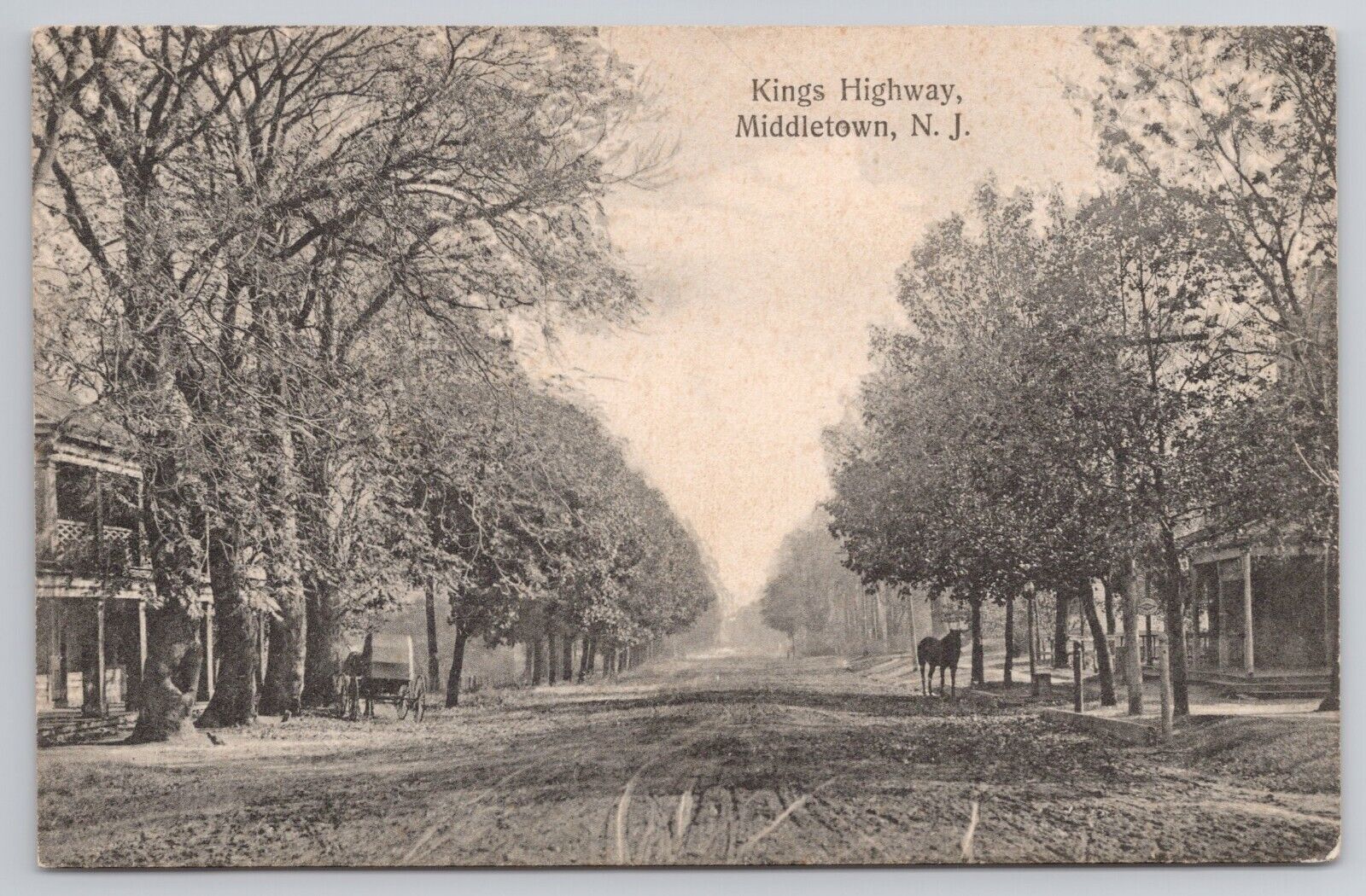 King\'s Highway Middletown New Jersey NJ 1909 Postcard Dirt Street View