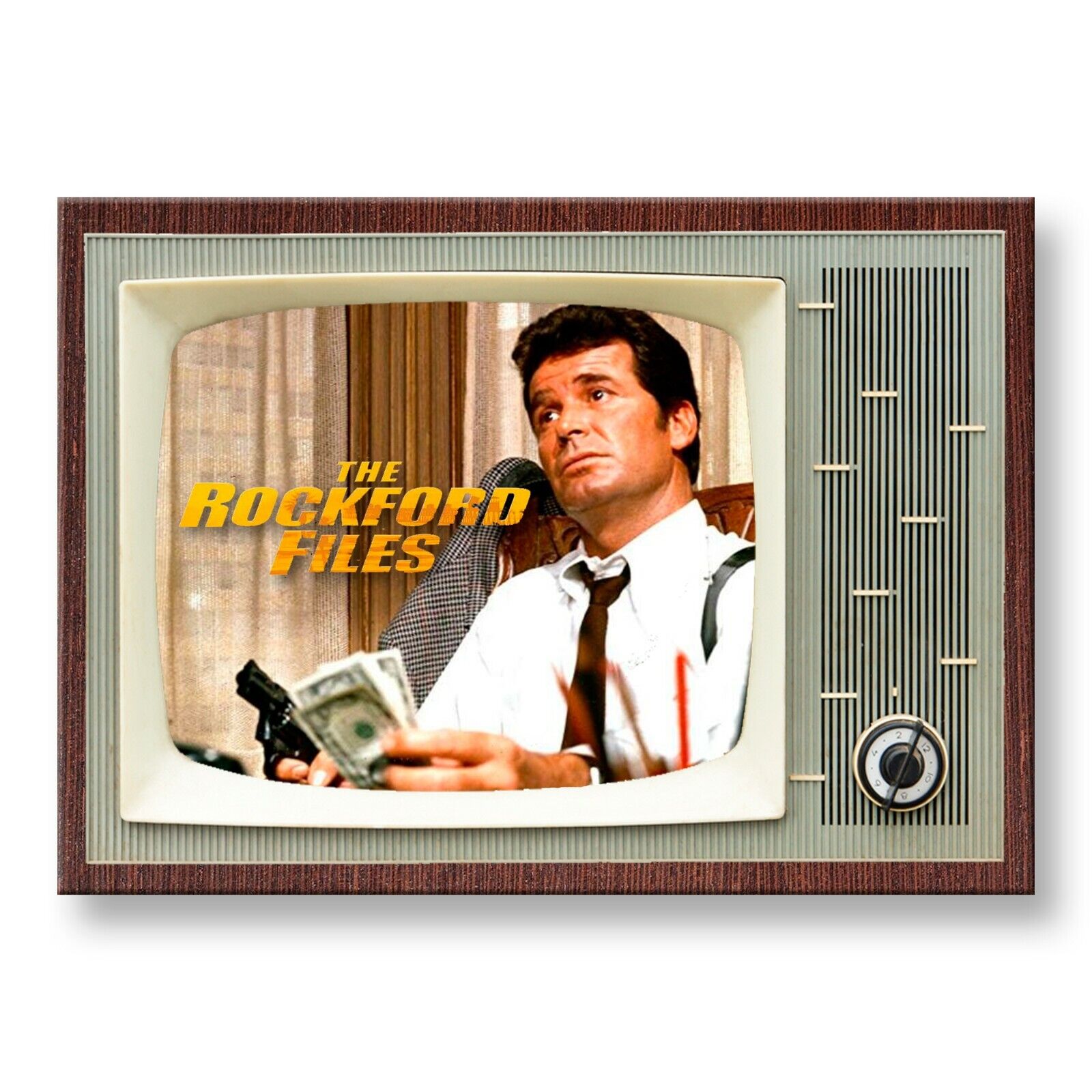 THE ROCKFORD FILES TV Show TV 3.5 inches x 2.5 inches Steel FRIDGE MAGNET