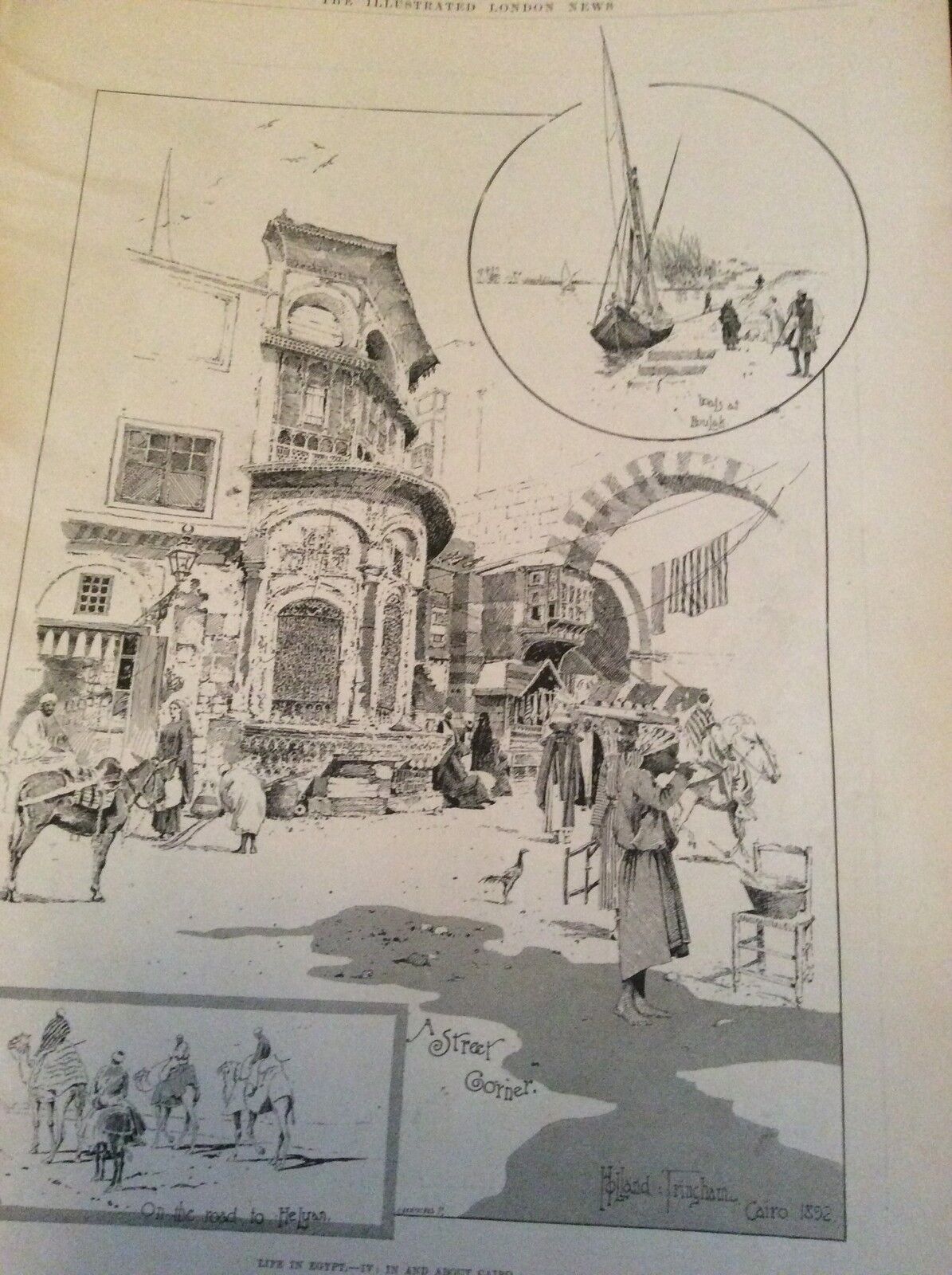m62 ephemera 1893 victorian picture folded a street corner cairo