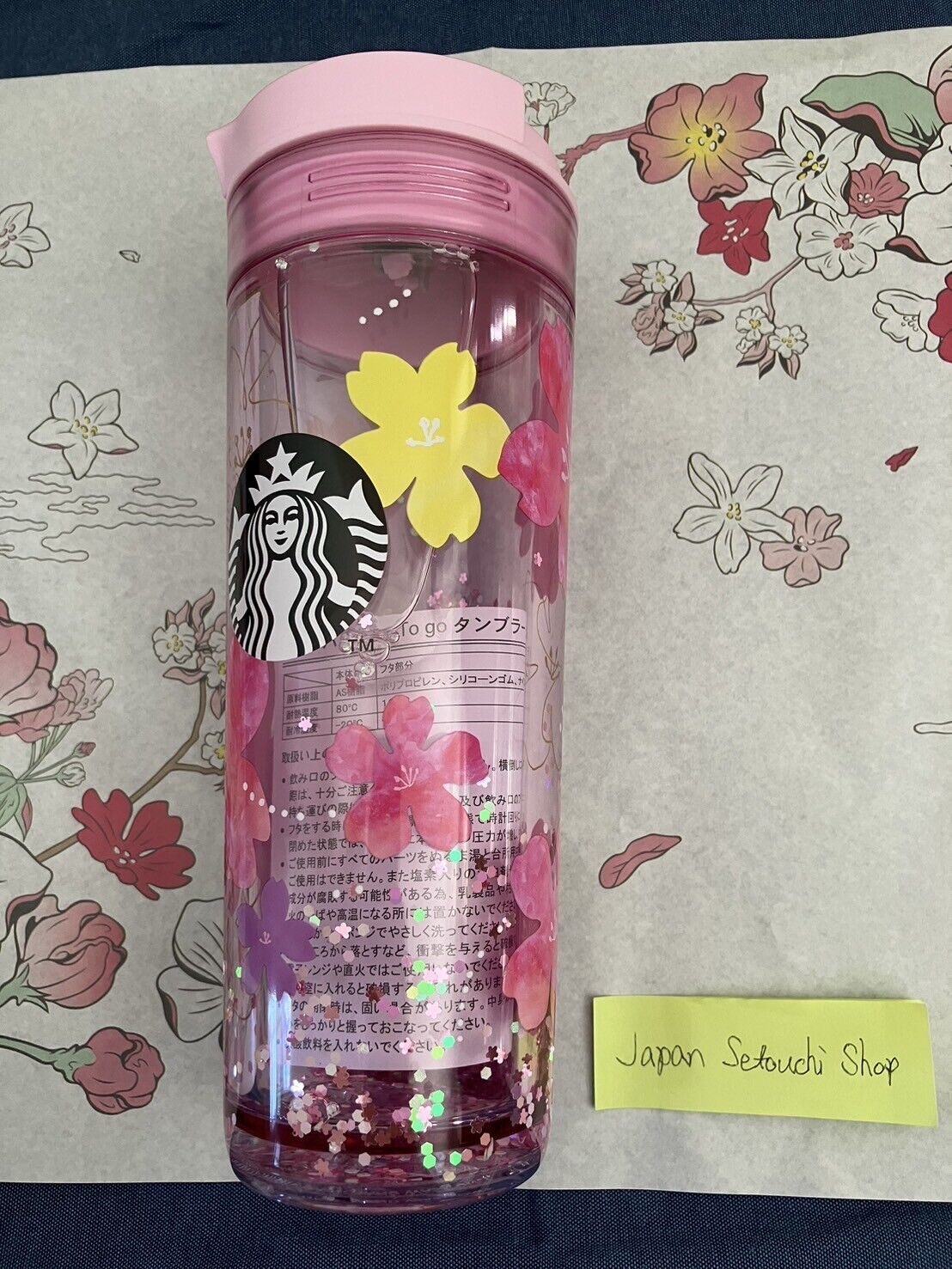 Starbucks SAKURA Cherry Blossoms 2024 water-in tumbler pink glitter 473ml JAPAN