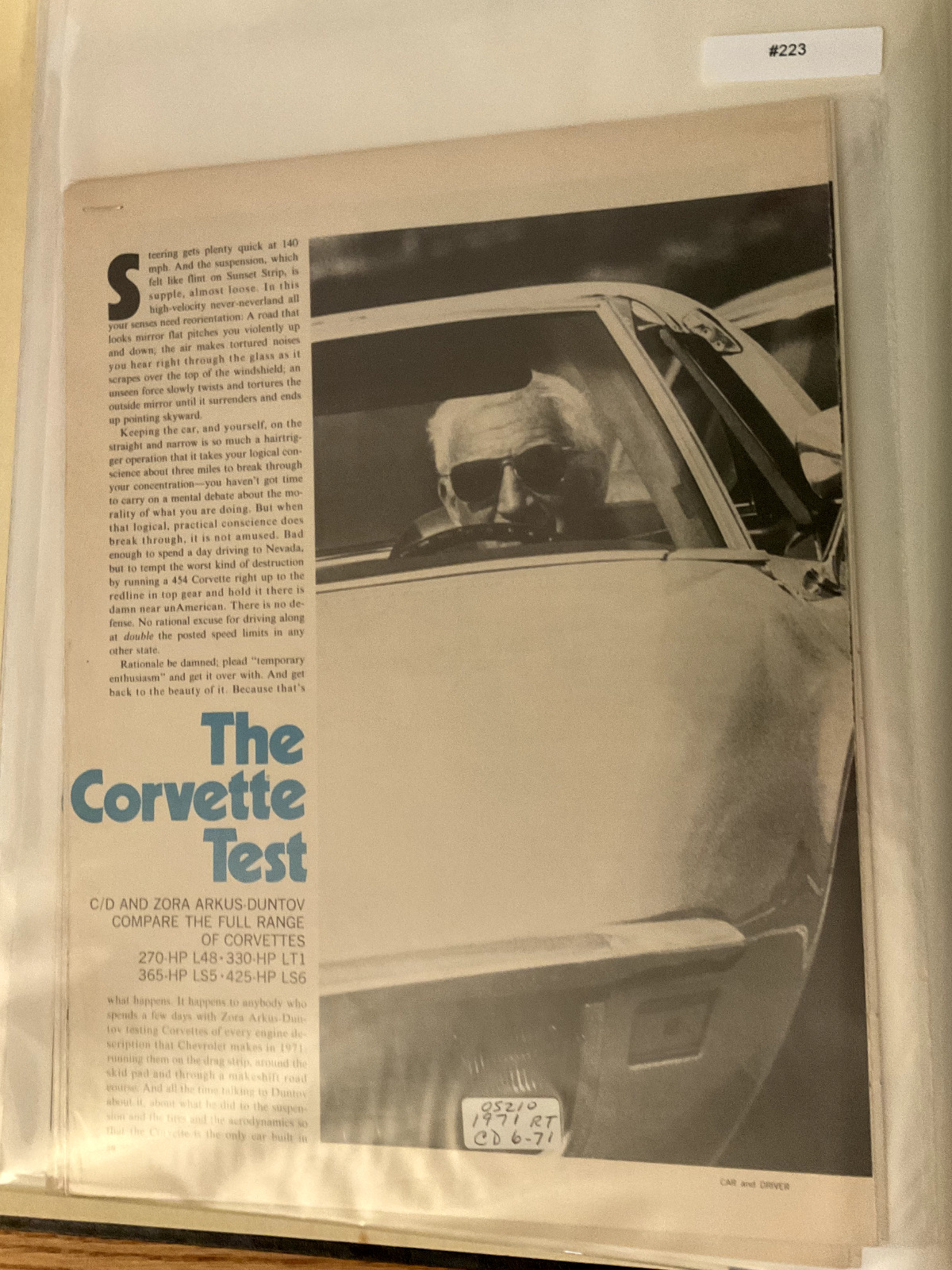 LBVETTE223 Article 1971 Corvette Full Range Road Test L48 LS5 LT1 LS6 8 pg 4/71