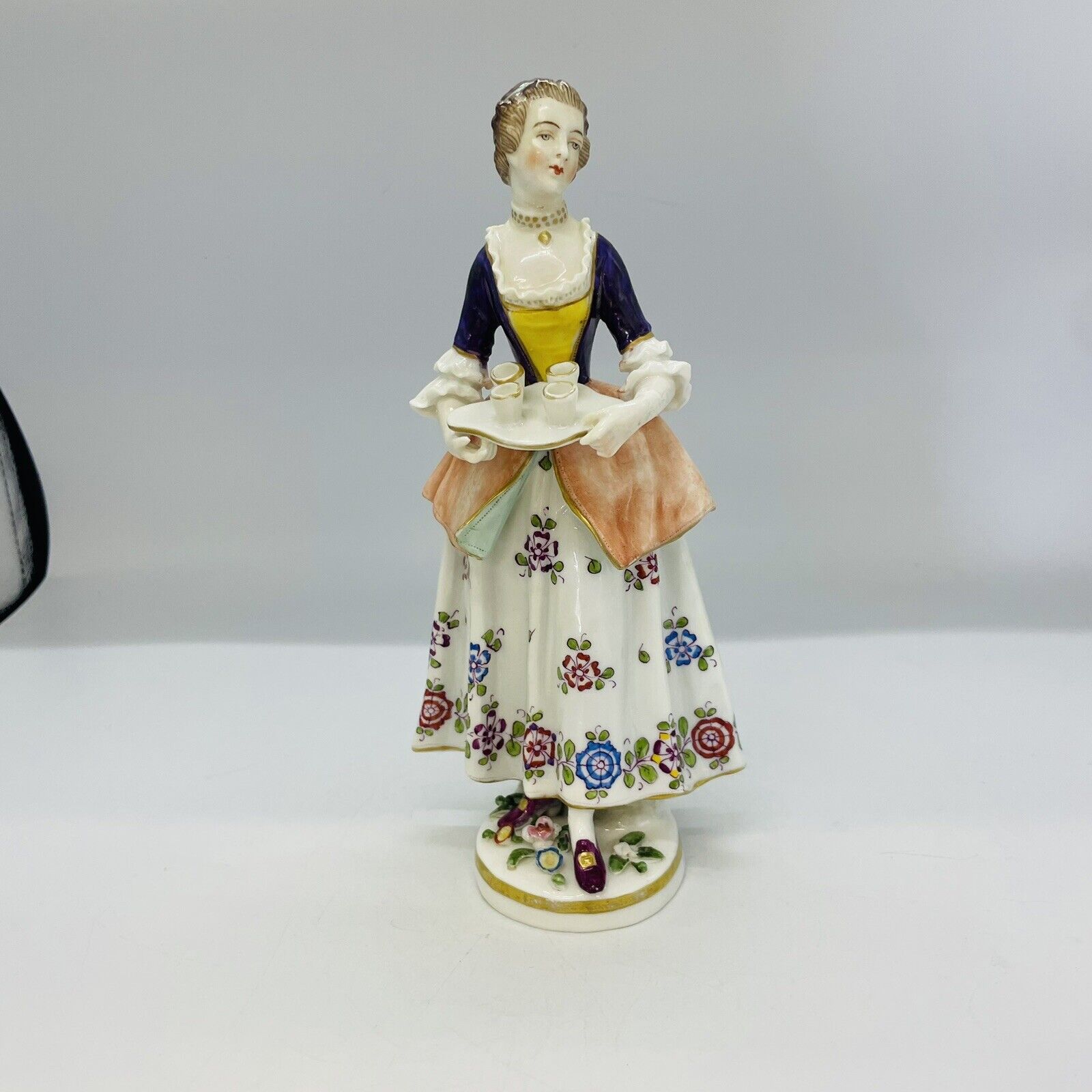 FLAWS Antique Sitzendorf Germany Young Woman With Cups Germany