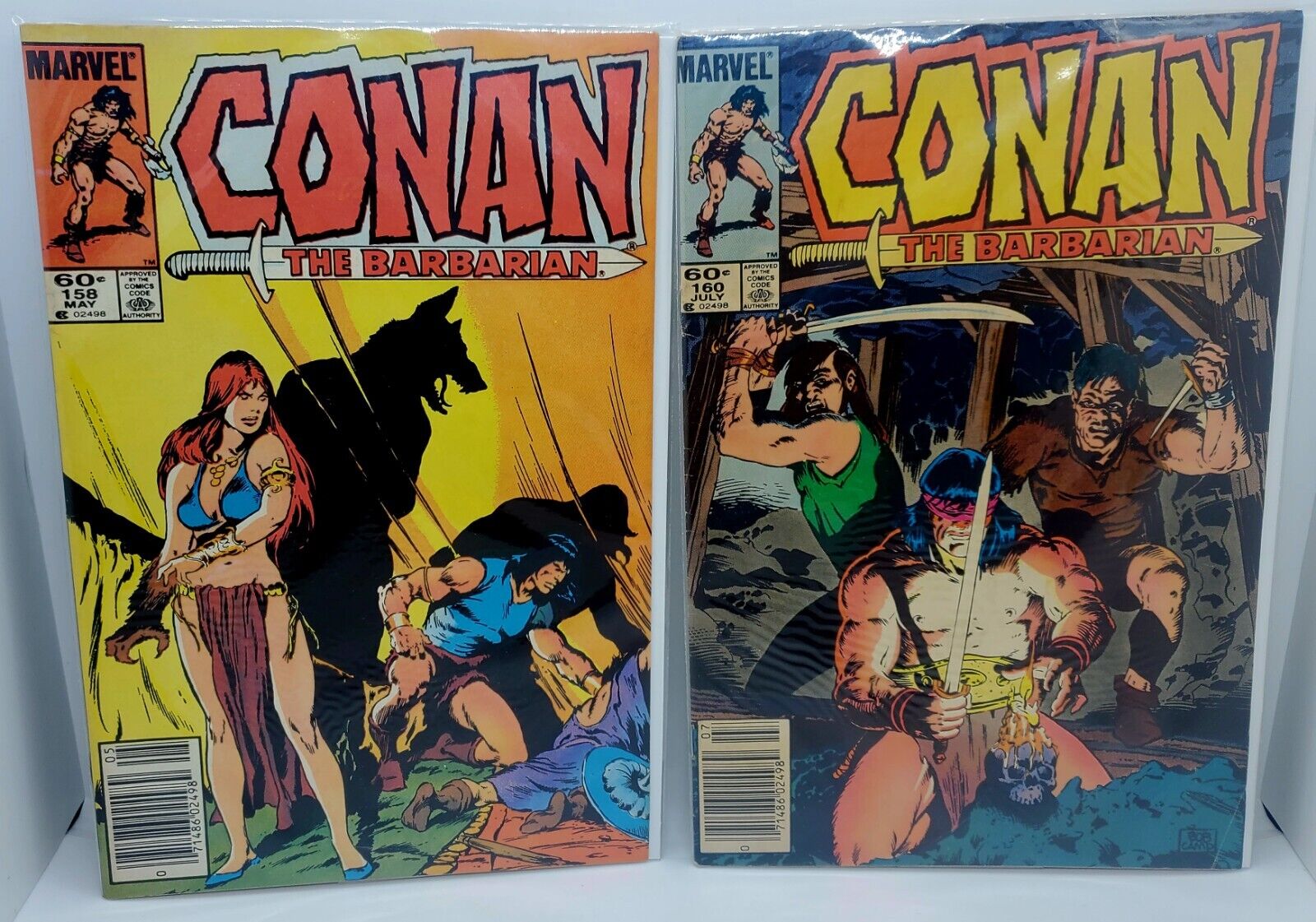 Vintage LOT of 2 Conan the Barbarian #158 & #160 (Marvel, 1974) 1st Print 🔥