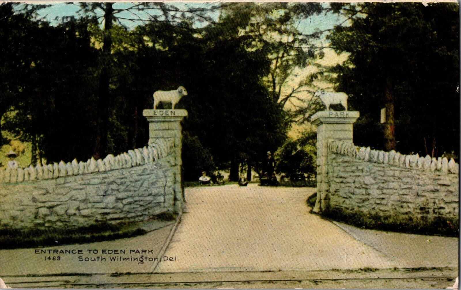 Entrance to Eden Park, South Wilmington DE Delaware VTG Posted 1909 Postcard