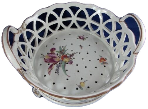 Antique 18thC Fuerstenberg Porcelain Reticulated Strainer Basket Porzellan Korb