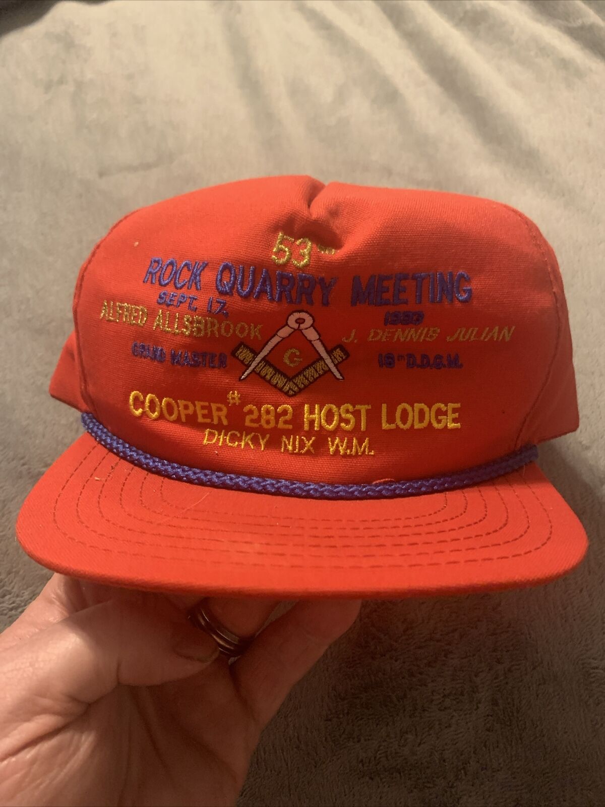 Cooper #282 Host Lodge 53rd Rock Quarry Meeting Sept 17, 1993 Masonic Red Hat
